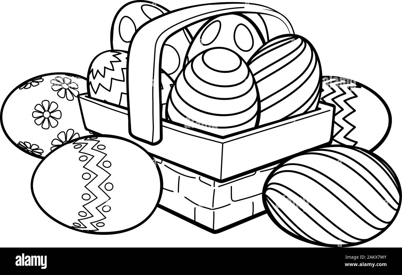 Oeufs de Pâques Panier entraver Cartoon Illustration de Vecteur