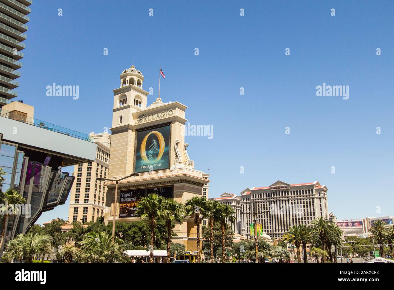 Las Vegas, Nevada - Extérieur du niveau de la rue vue sur le Bellagio Casino and resort sur le Strip de Las Vegas à Las Vegas, Nevada, USA Banque D'Images