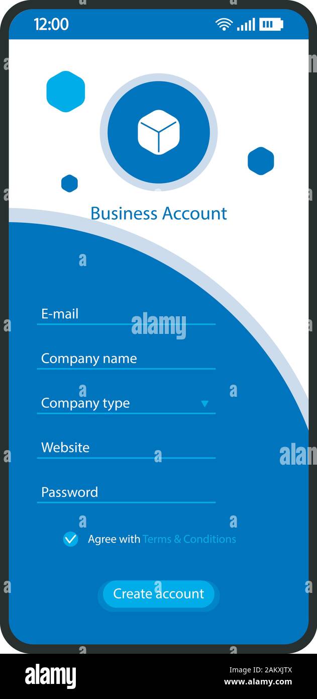 Créer entreprise smartphone interface vector modèle. S'inscrire Mobile page en noir. S'enregistrer l'écran de l'application des champs. Télévision L'ASSURANCE-CHÔMAGE pour applica Illustration de Vecteur
