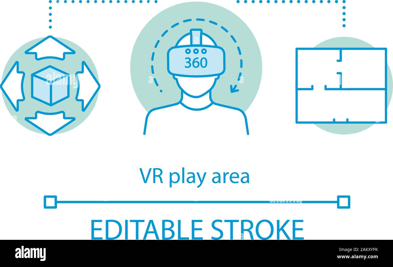 Jeux VR concept icône. Vidéo 360 degrés. Prix des configurations à grande  échelle. Réalité virtuelle environnement 3d idée fine ligne illustration.  Vector isolated contours dr Image Vectorielle Stock - Alamy