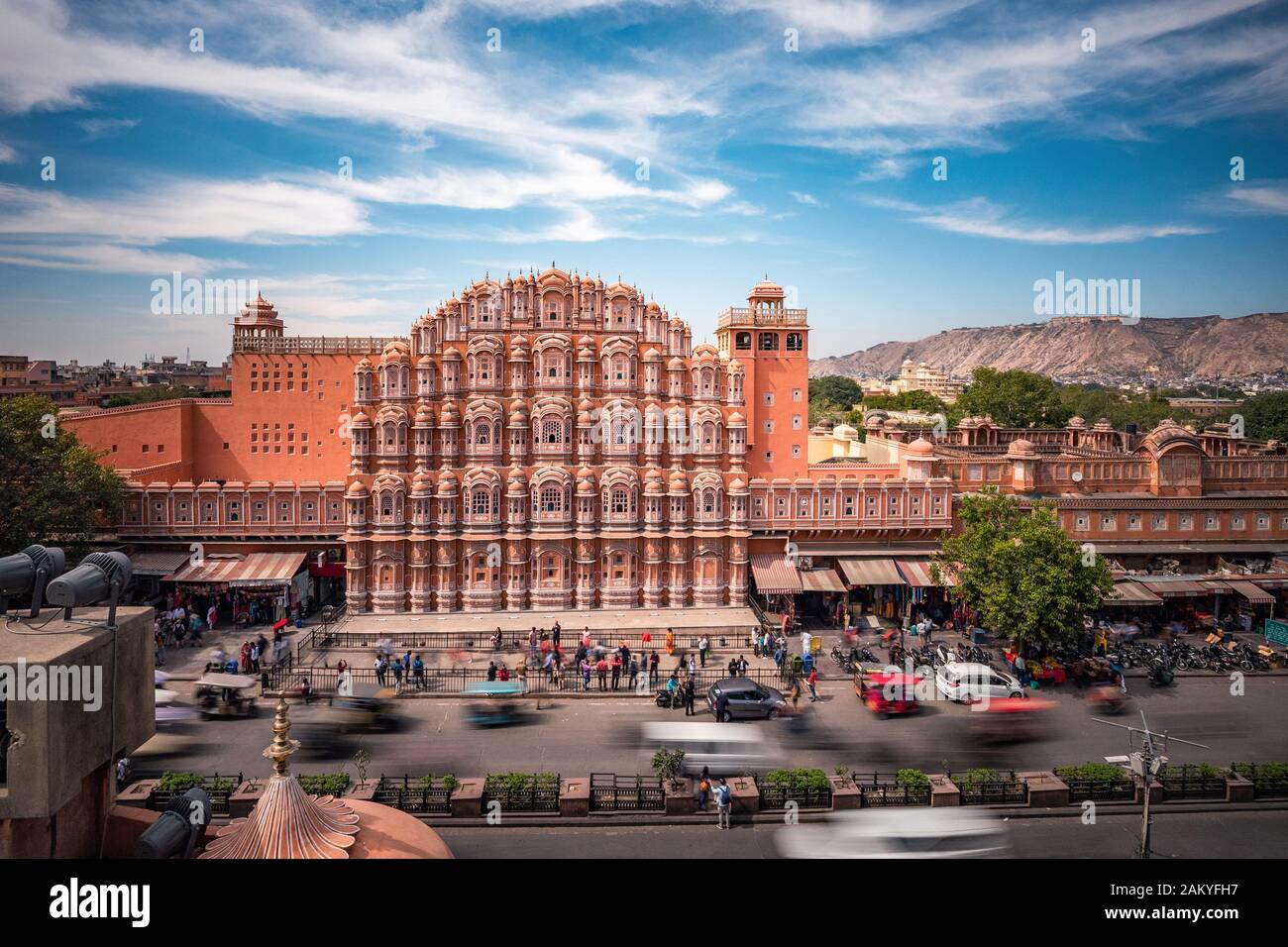Monument architectural Hawa Mahal, également connu sous le nom de Palais des vents à Jaipur, Rajasthan, Inde. Banque D'Images