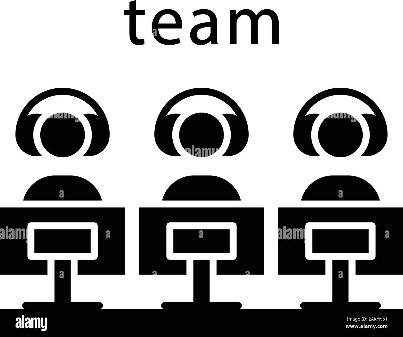 Glyphe d'équipe Esports icône. Groupe de joueurs. Le travail d'équipe. Commande pour la concurrence. Tournoi de jeux vidéo. Symbole de Silhouette. L'espace négatif. J'ai isolés vecteur Illustration de Vecteur