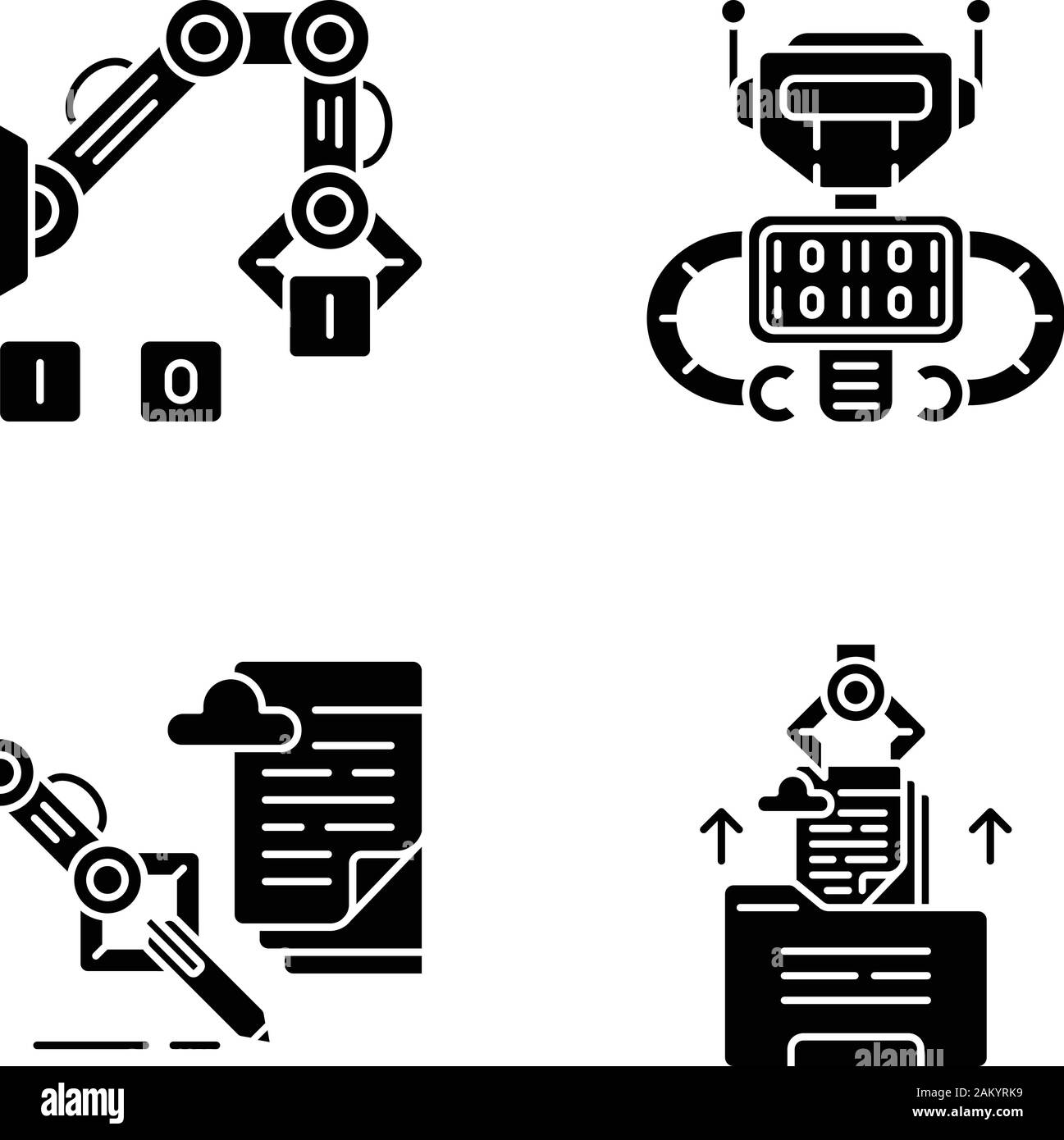 Glyphe De Lapr Icons Set Automatisation Des Processus Robotisés Lautomatisation Des