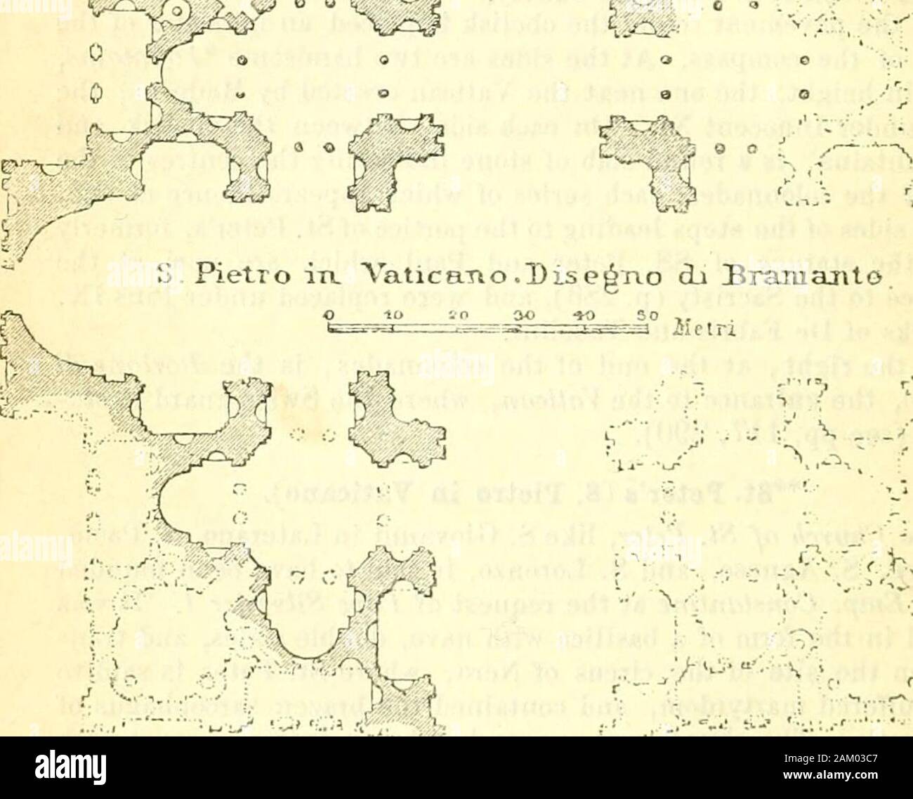 Italie : handbook for travellers . e l'or, de mosaïques et marbre. Au Christ-mas, en l'an 800, Charlemagne a reçu ici le imperialcrown romain des mains de Léon III et de nombreux empereurs et popeswere couronné par la suite ici. Au cours du temps l'édifice avait longuement devenu si damagedtha.t Nicholas C. (p. 1) déterminé sur sa reconstruction, et en1450 a commencé la tribune postérieure, à partir de la conception de l'FlorentineBernardino Rossellino. En fonction de cela, l'église était d'faitesfaire sous forme d'une croix latine (c.-à-d. avec un bras plus long que les autres) et l'ohoir,était d'être arrondies Banque D'Images