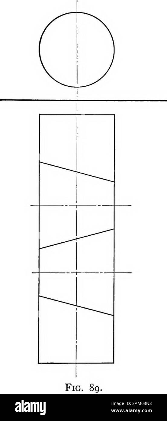 L'essentiel de la géométrie descriptive . , 3 et 4 tous les Equi-éloigné de 0 et avec ces points, ascenters licencier sur AO, BO, CO, et ne les diamètres des sections droit de chaque partie d'theelbow. Limiter l'elementsmay être aspiré à travers les extrémités du diamètre de la section droite.96. Proposition 25. Afin de développer l'un des vérins. La discussion. Depuis l des éléments d'un cylindre sont perpen-dicular au plan de l'rightsection la courbe du droit sec-tion se déroulera dans l'élaboration dans une ligne droite à l'whichall areperpendicular les éléments de la surface. Par conséquent, fixer la ligne offa Banque D'Images