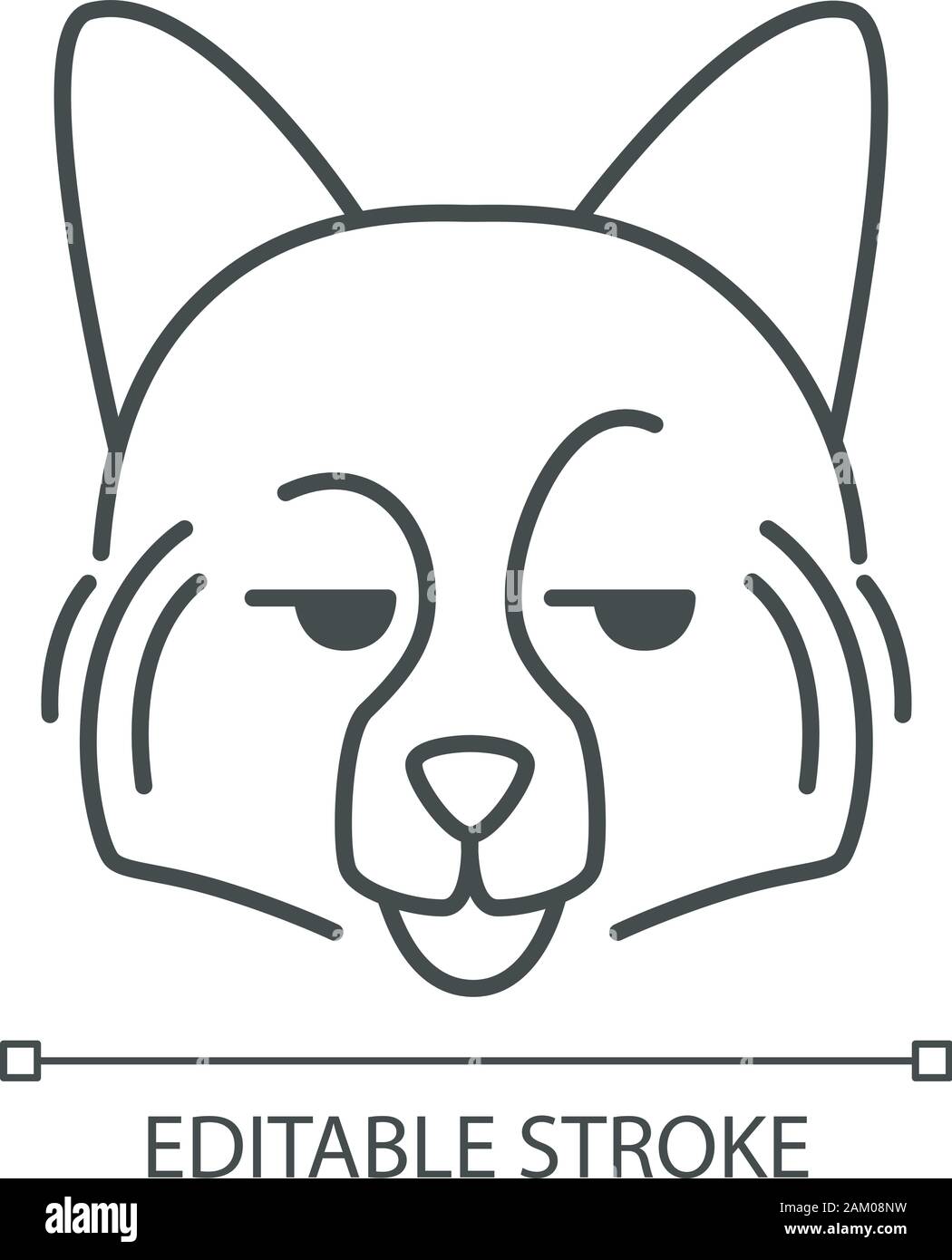 Spitz allemand cute kawaii caractère linéaire. L'icône de la ligne mince. Museau de chien avec un sourire. Malheureux toutou domestique. Avec les yeux des animaux à la recherche à l'autre. Vector Illustration de Vecteur