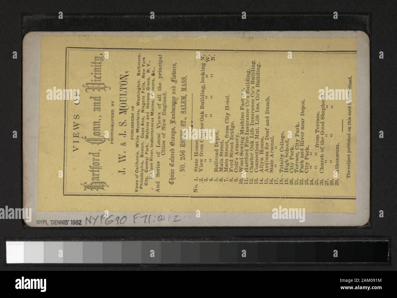 Scène de rue, Hartford, Conn., comprend des vues par D. S. Camp, S. C. Northrup, Milan P. Warner et d'autres photographes et éditeurs. Robert Dennis Collection de vues stéréoscopiques. Titre conçu par cataloger. Vues d'Hartford, Connecticut : général et comprend une vue sur la rue, y compris une scène de parade ; Compagnie d'assurance des immeubles ; la capitale de l'Etat, y compris une vue sur l'intérieur ; un bâtiment du gouvernement non identifiés ; des foyers y compris ceux de Mark Twain, Mme John Goodwin et un intérieur non identifiés montrant 3 hommes assis dans un salon avec un piano ; l'Atheneum ; Trinity College, l'église de la Banque D'Images