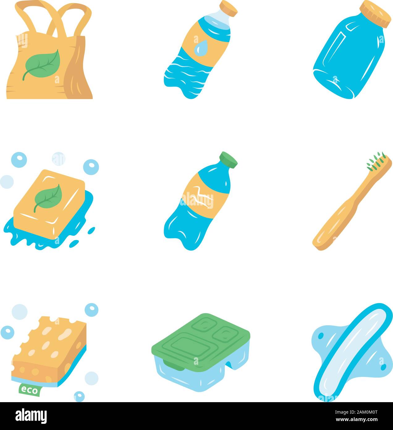 Swaps zéro déchet handmade design plat long shadow color icons set. Respectueux de l'environnement, produits bio, développement durable. Le recyclage des matériaux. Imprisonment records Illustration de Vecteur