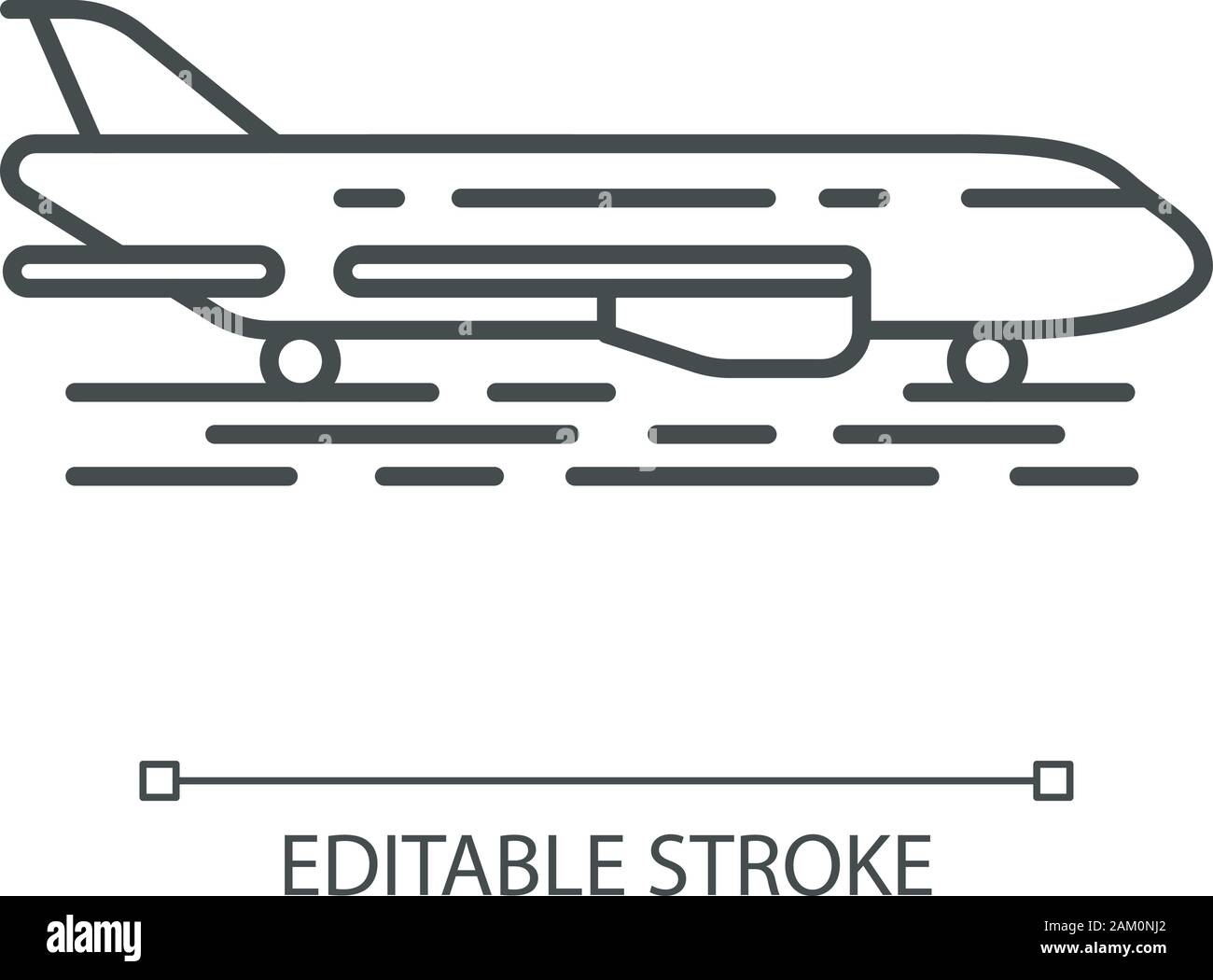 Avion sur le sol. L'icône linéaire La piste du jet. Atterrissage de l'avion. De l'air terminal. Service de l'aviation. Fine ligne illustration. Symbole de contour. Vector isolat Illustration de Vecteur