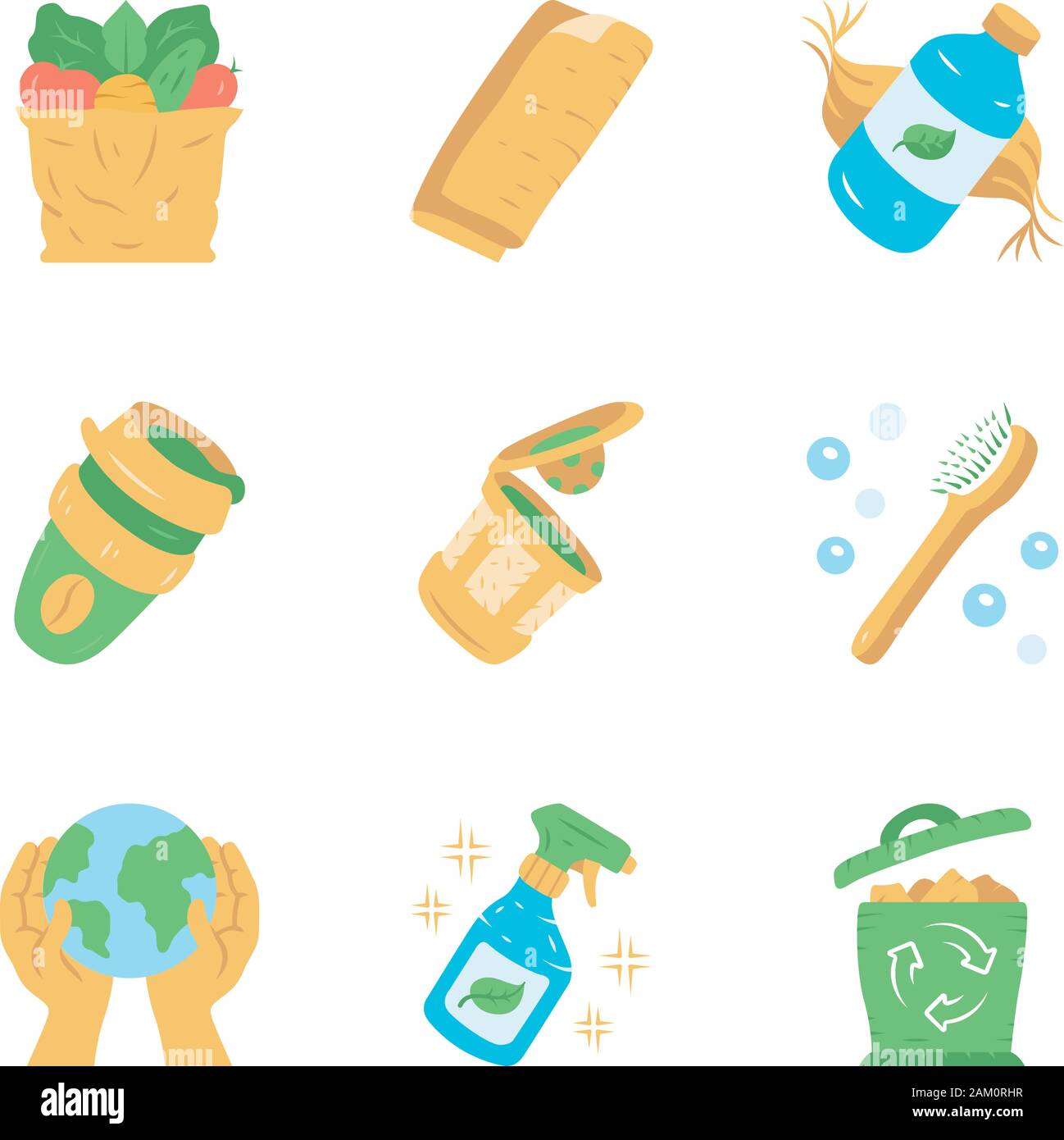 Swaps zéro déchet handmade design plat long shadow color icons set. Respectueux de l'environnement, produits bio, développement durable. Le recyclage des matériaux. Imprisonment records Illustration de Vecteur