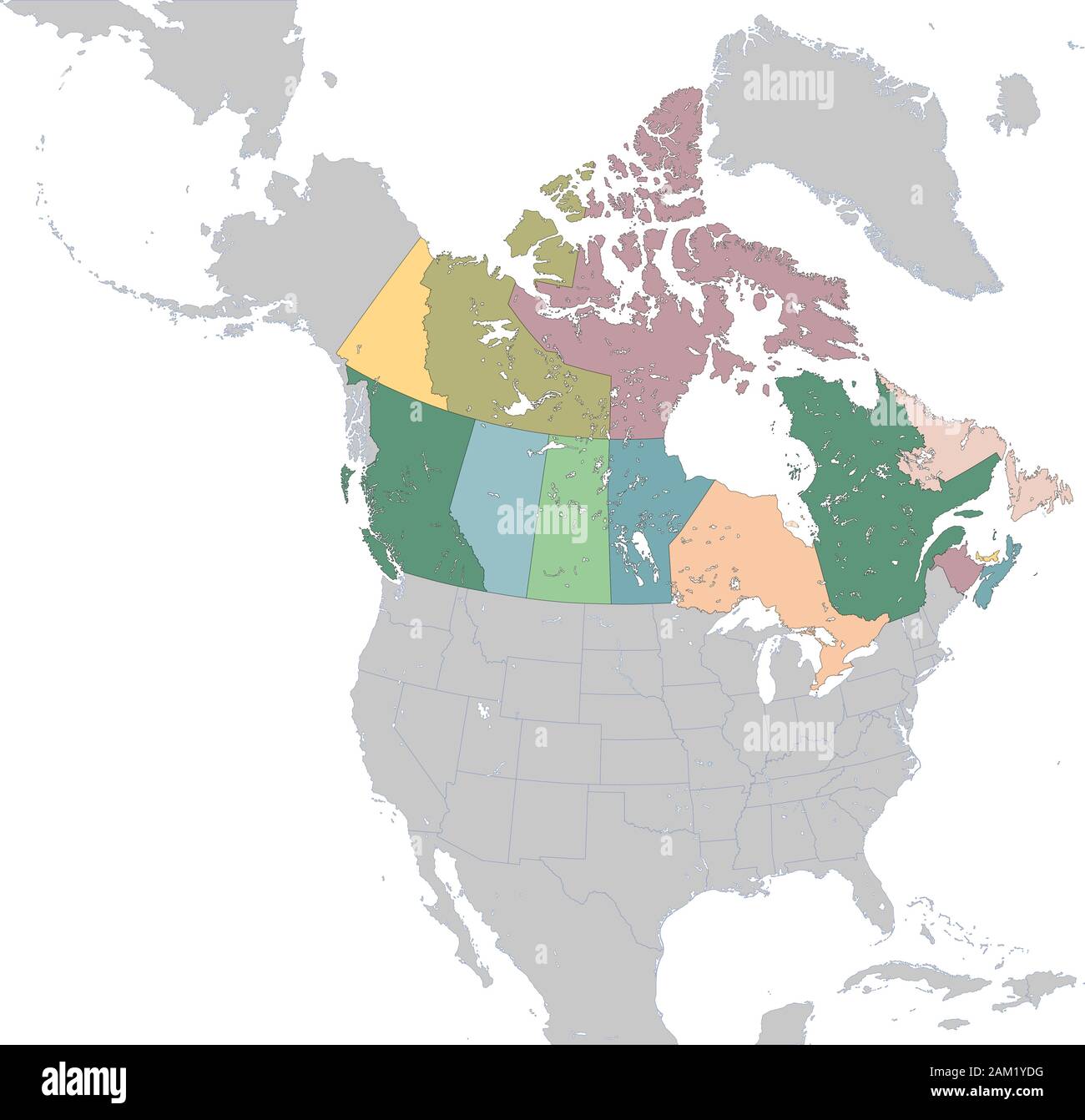 Illustration carte des provinces et territoires du Canada Illustration de Vecteur