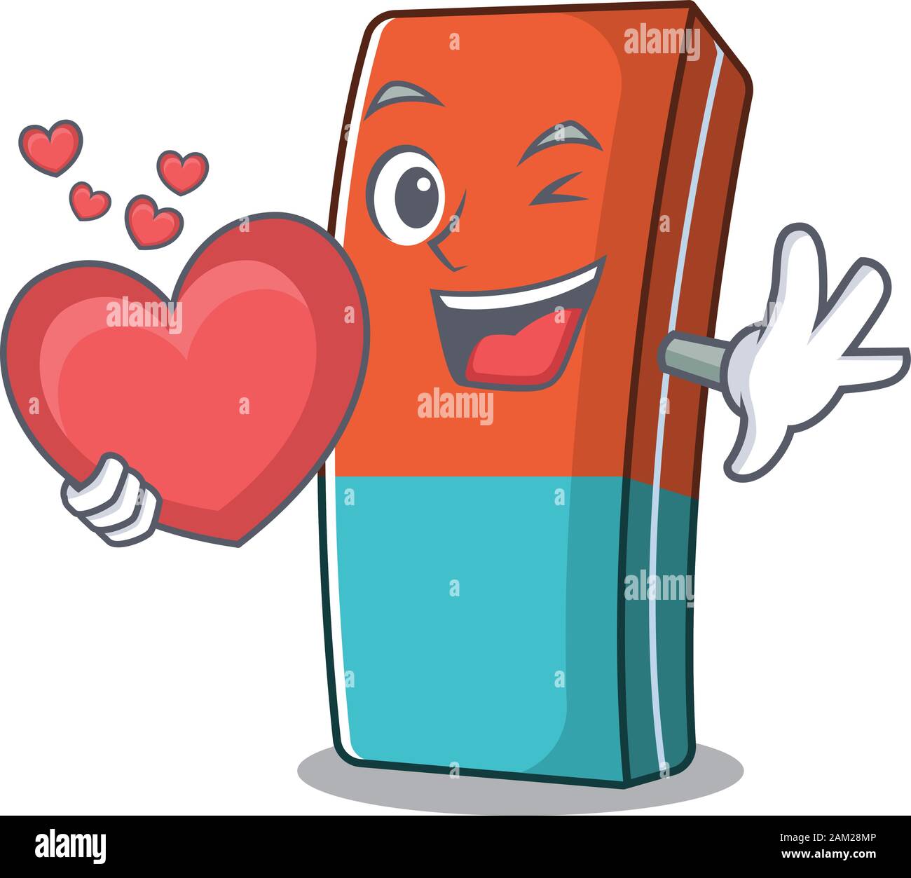 Drôle De gomme De Visage personnage de dessin animé tenant un coeur Image  Vectorielle Stock - Alamy
