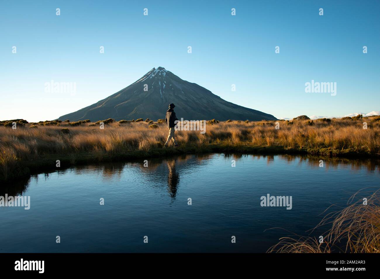 Circuit de randonnée à Pouakai offrant une vue imprenable sur le Mont Taranaki Banque D'Images