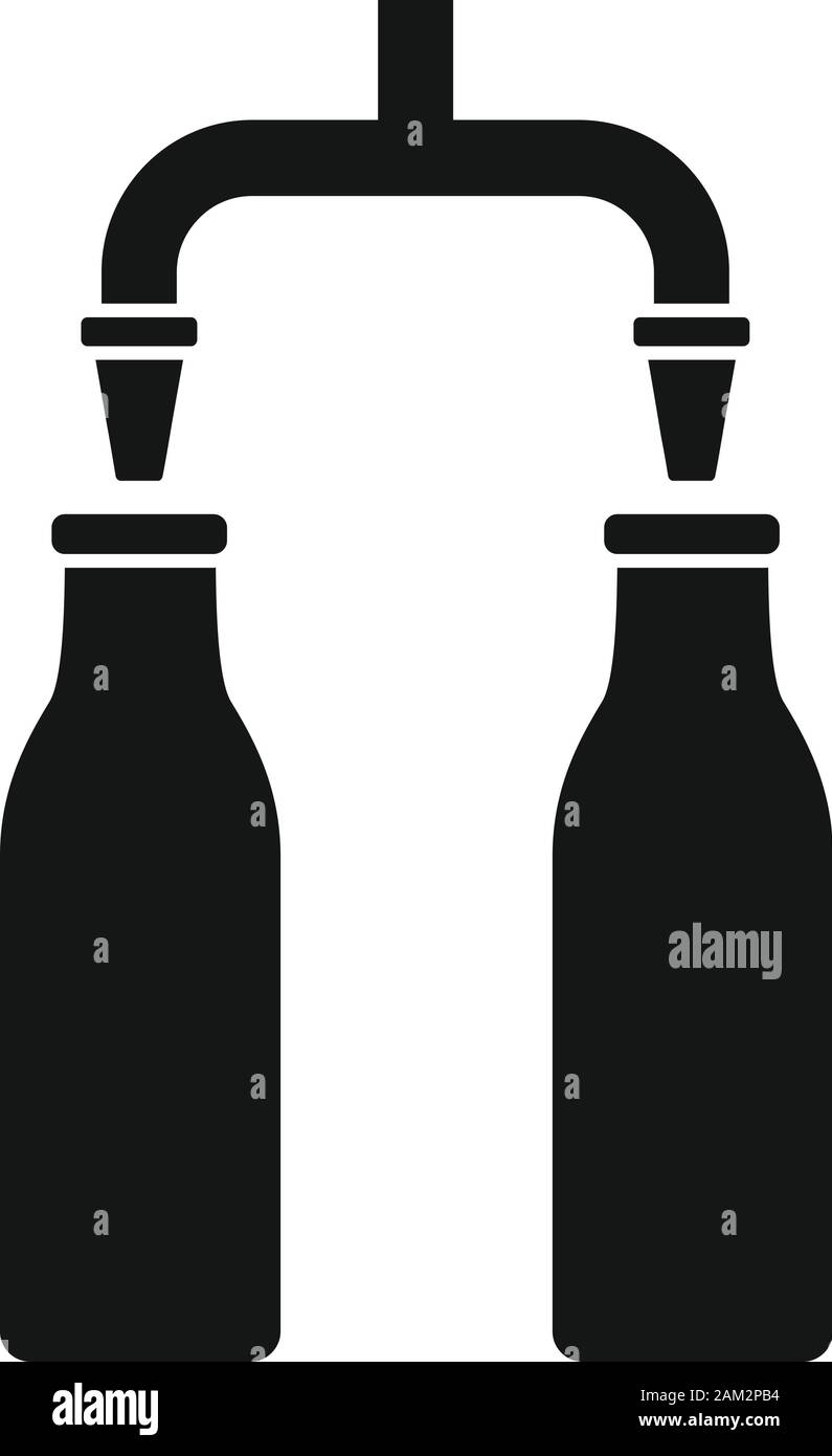 Verser le lait sur l'icône de la ligne de l'usine. Illustration simple de verser le lait pour l'icône vecteur ligne usine web design isolé sur fond blanc Illustration de Vecteur