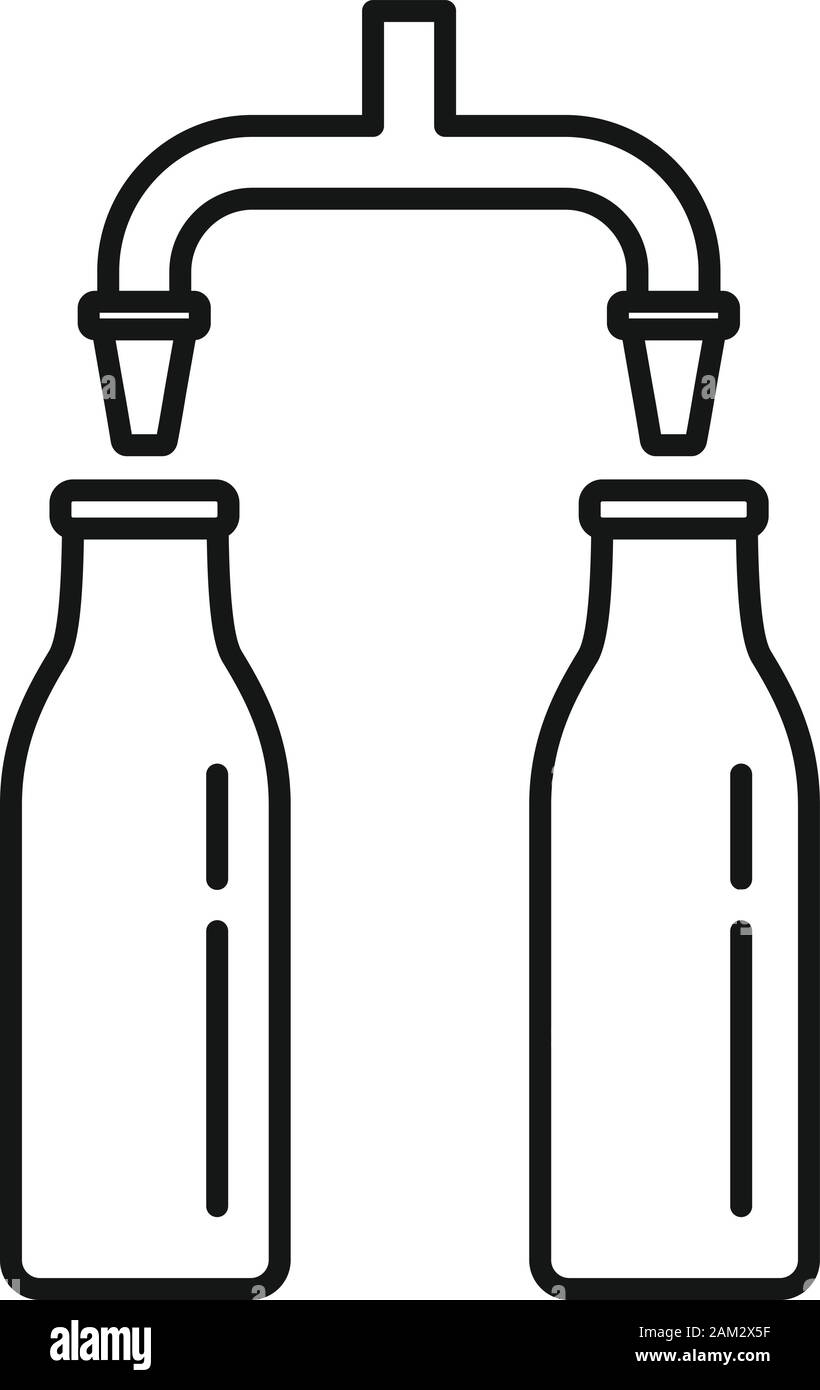 Verser le lait sur l'icône de la ligne de l'usine. Verser le lait contour ligne icône vecteur d'usine pour la conception web isolé sur fond blanc Illustration de Vecteur