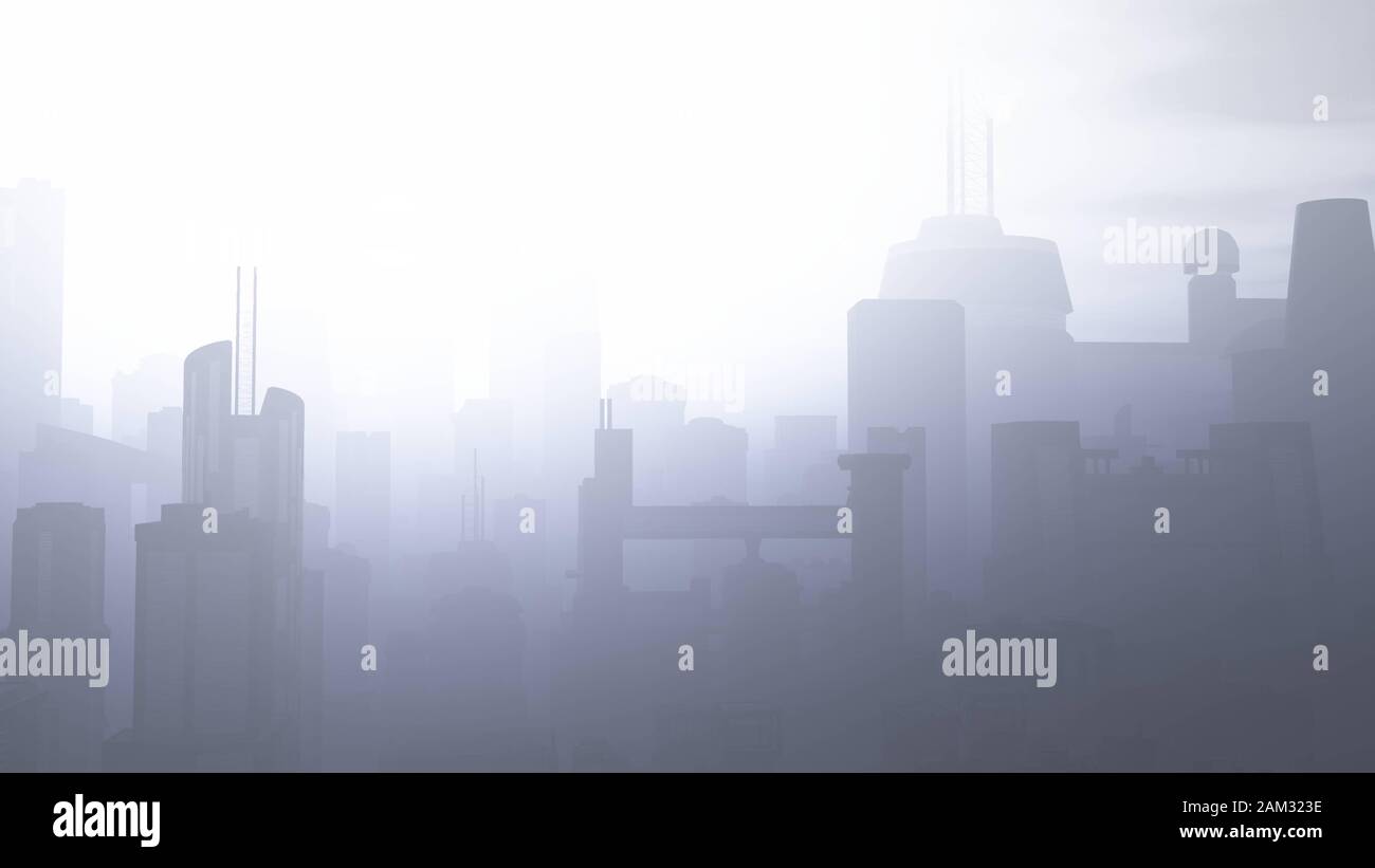 Illustration Metropolis De La Fumée Très Polluée De L'Apocalyptique De Post-Apocalyptique Banque D'Images