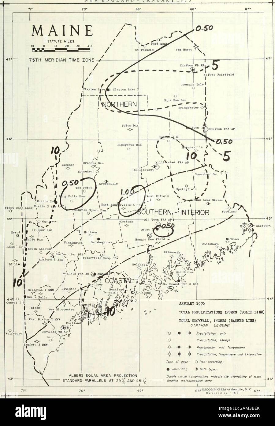 Les données climatologiques, Nouvelle Angleterre . NEW ENGLAND - janvier 1970. - 7 - Les Précipitations quotidiennes ! ! Gare £ Jour du mois 2 1 2 3 4 I 5 1 6 7 1 9 1 10 E I N 1 12 13 14 15 16 17 18 19 20 JE 1 21 22 1 23 24 25 26 27 28 29 30 31 NEW YORK J'• • • THIIEST MO&gt;01 .74 .32 .11 .10 IN BAKERSVILLE .03 .08 .02 .03 .02 .03 .29 .68 BARKHAMSTED ? .09 .01 .04 .01 11 .06 .06 .01 .22 .69 LE BARRAGE TAUREAUX .09 .01 .06 .03 .01 .09 .01 .04 .07 .06 .08 .SI CREAH HILL .01 .17 .01 T T T .05 .05 .02 .03 .09 T T .79 .22 .09 FALLS VILLAGE .03 .01 .07 .02 .09 T .05 .03 .04 .09 .05 .32 2 NORFOLK SU 1.06 .11 .03 .01 .04 T T T . Banque D'Images