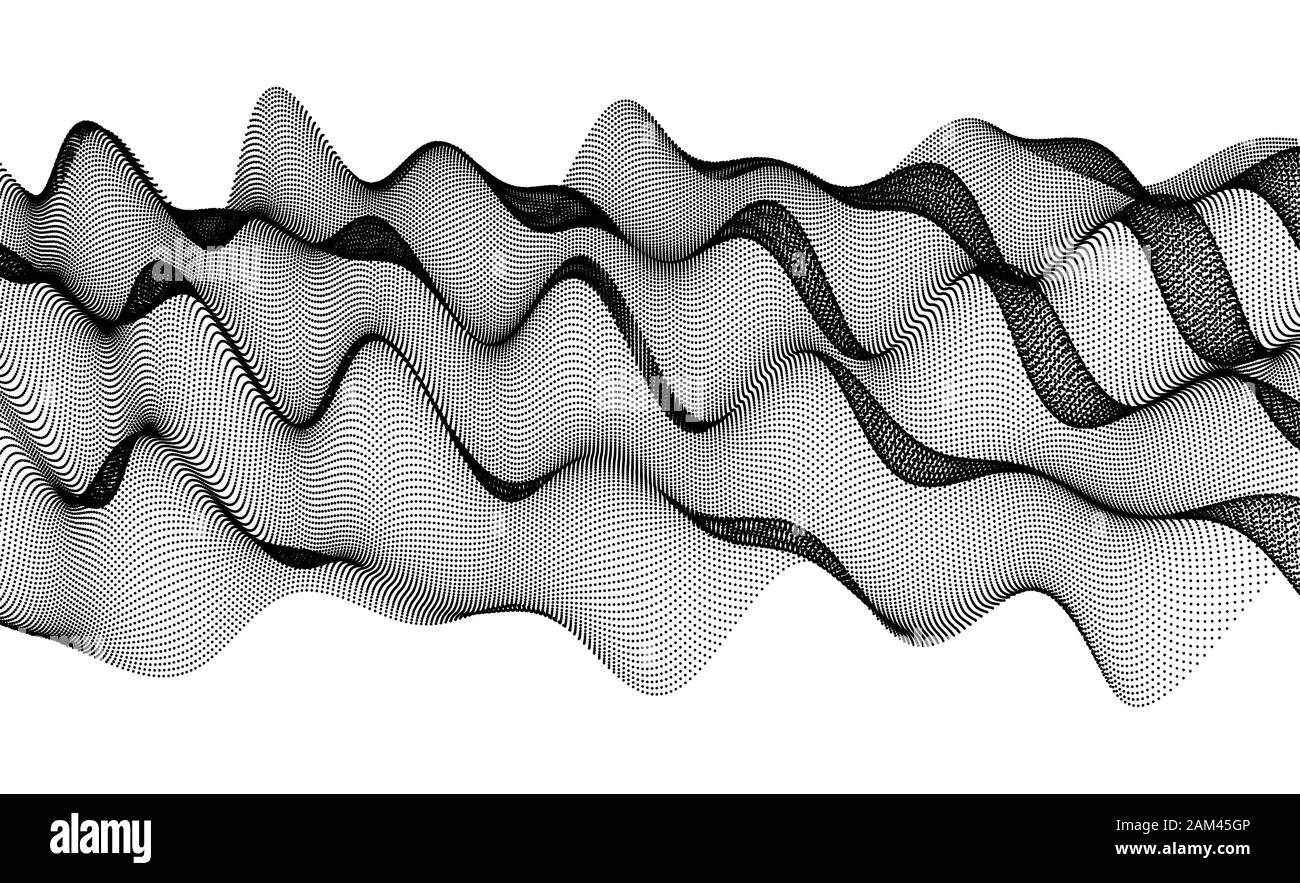 Arrière-plan de la grille ondulée. 3d abstrait illustration vectorielle avec panneaux de particules - aggloméré. Illustration de Vecteur