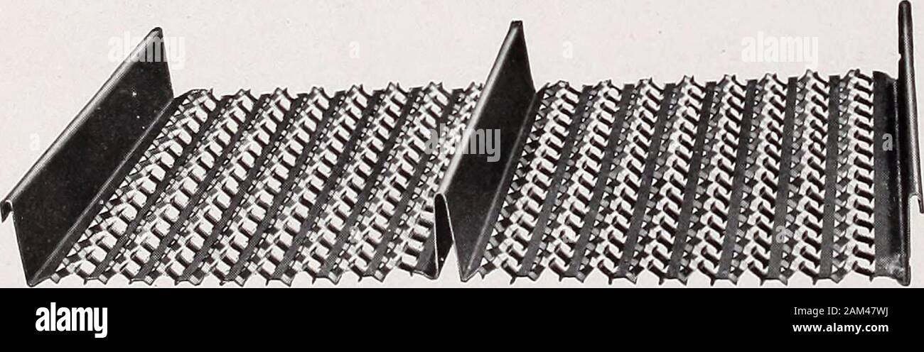 Hy-côte et la latte de métal pour le béton, le stuc et le plâtre dans les toits, sols, murs, bardages, cloisons, plafonds, de tartre, d'arches, canalisations et citernes .. . H HY-RIB (trois nervures). Côtes ri en haut., 8 dans l'intervalle ; 16. Les feuilles de large.des manomètres (U. S. Stand.) 24, 26 ou 28 longueurs standard, 6, 8, 10 et 12 pieds.. Propriétés d'Hy-Rib Hy-Rib FormerlyCalled Type de hauteur de côtes, Espacement ofRibs ofSheets Largeur Nos Jauge U. S. Stand. 1971 Hy-RibHv-RibHv-Rib Deep-Rib W U7-Rib3-Rib IKW H 748 142416 24, 2624, 26, 2824, 26, 28 HY-fDEEP côte-côte). Ribs l,r&Lt ; en haut, 7.. En outre, en 14 fiches. de large.des manomètres (U. S. S Banque D'Images