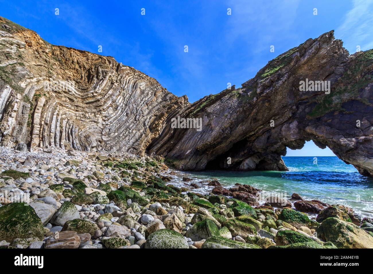 escalier, crumple de lullworth, crique de lullworth, côte jurassique, côte sud de l'angleterre, dorset, royaume-uni, gb Banque D'Images