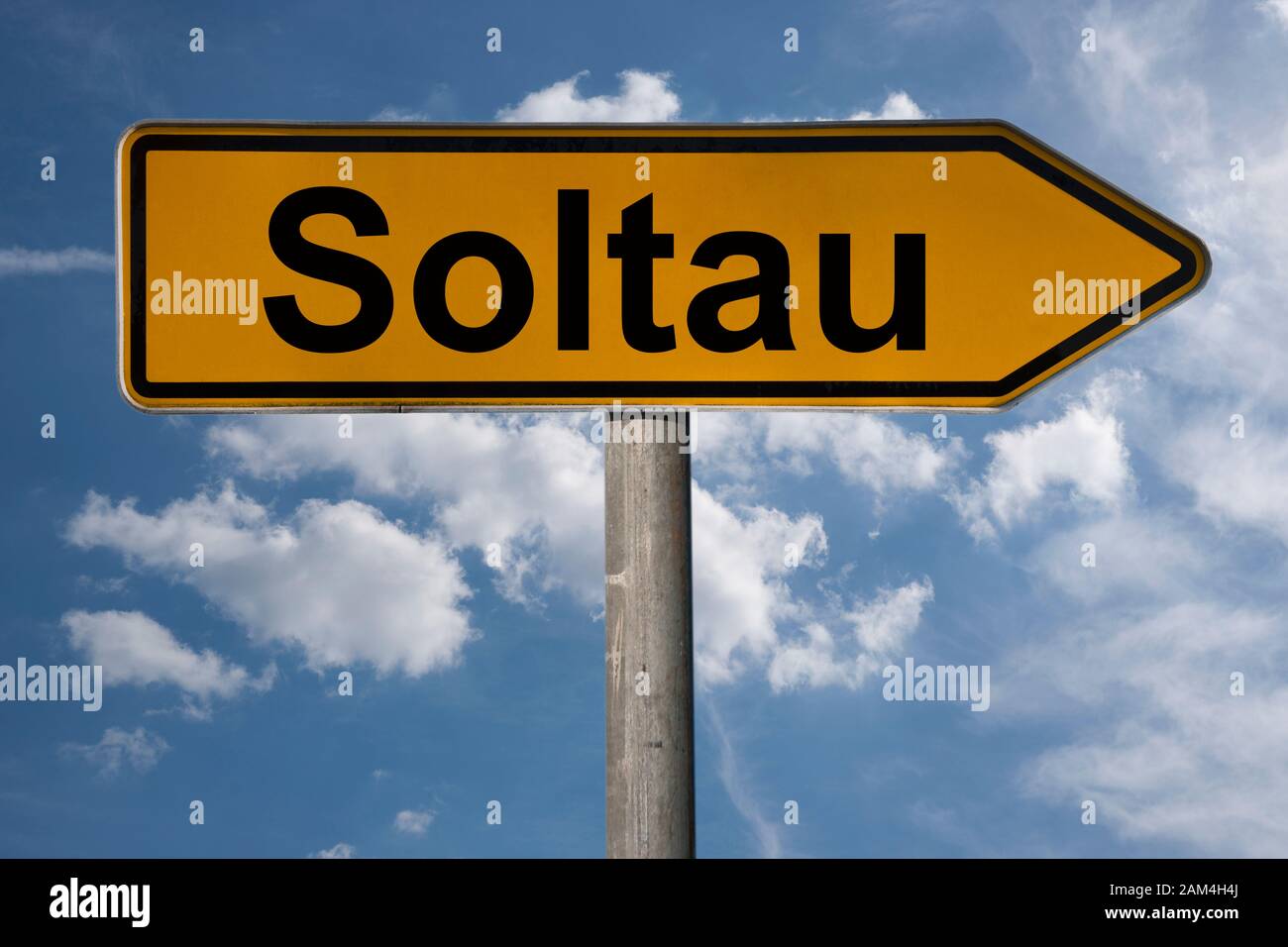 Photo détaillée d'un panneau avec l'inscription Soltau, Basse-Saxe, Allemagne, Europe Banque D'Images