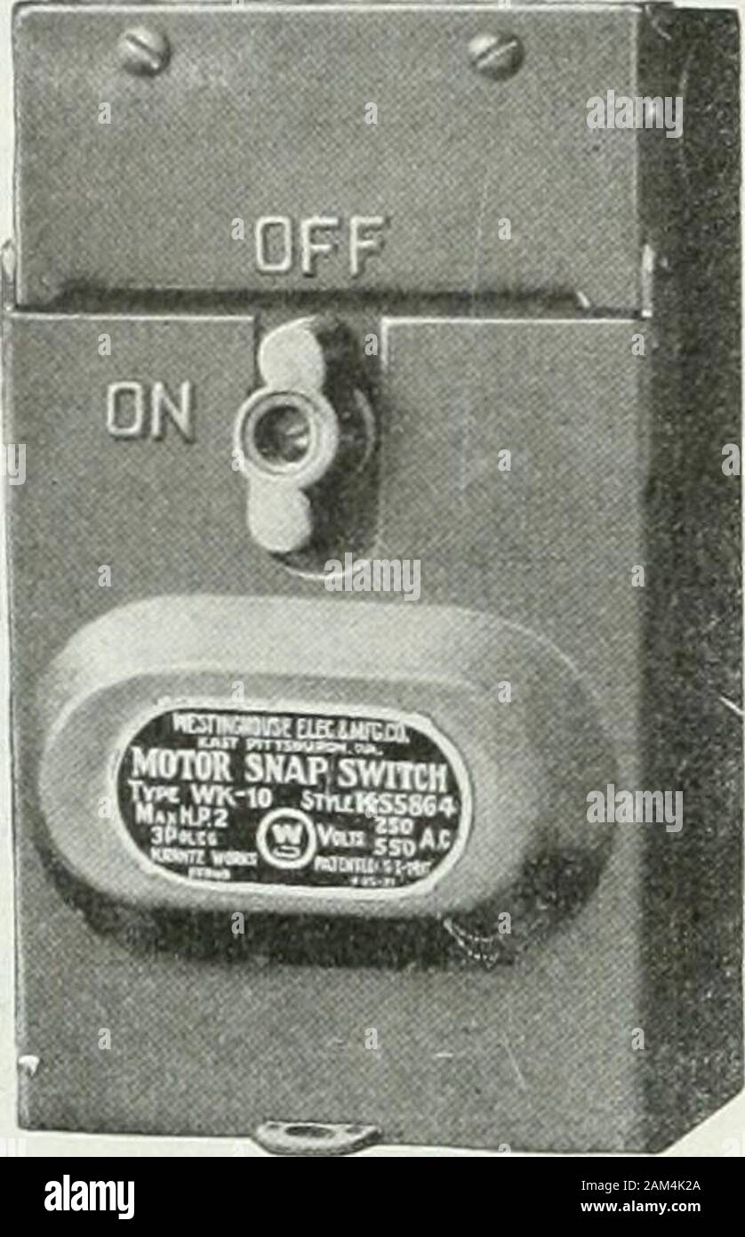 News et de l'ingénierie électrique . Nesbit WK Type-10 et WK-20COFFRE départs-moteurs. Ces bien-knownstarters pour commencer-ing petit et systèmes monophasés moteurs triphasés par areapproved FireUnderwriters andtheH de transversal.E.P.C. 125-250-440-550 VoltsA.ch. Il givelong efficientservice et. WK Type-10pour moteurs jusqu'à 2 H.P. Banque D'Images