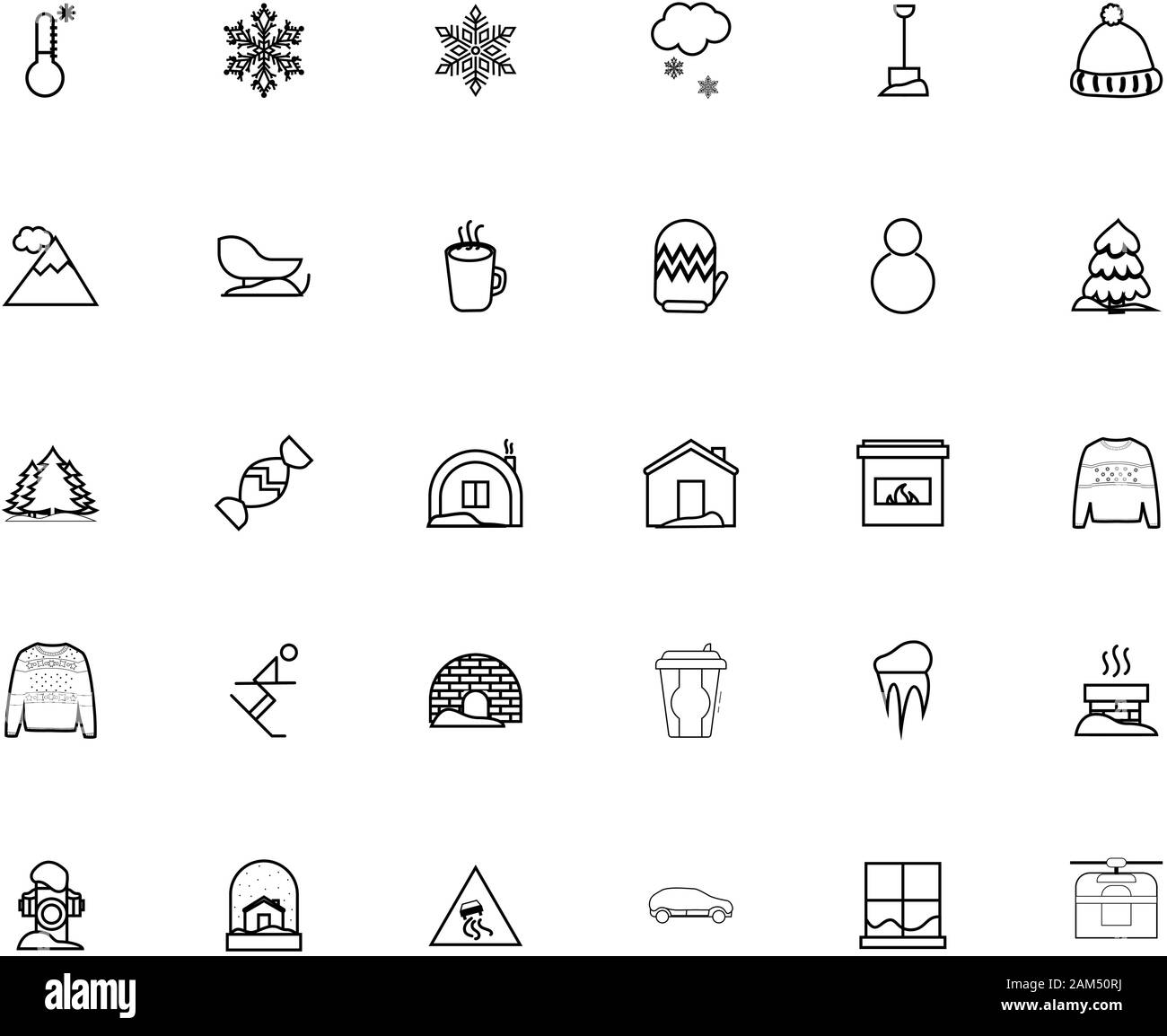Icônes d'hiver avec fond blanc vector illustration Illustration de Vecteur