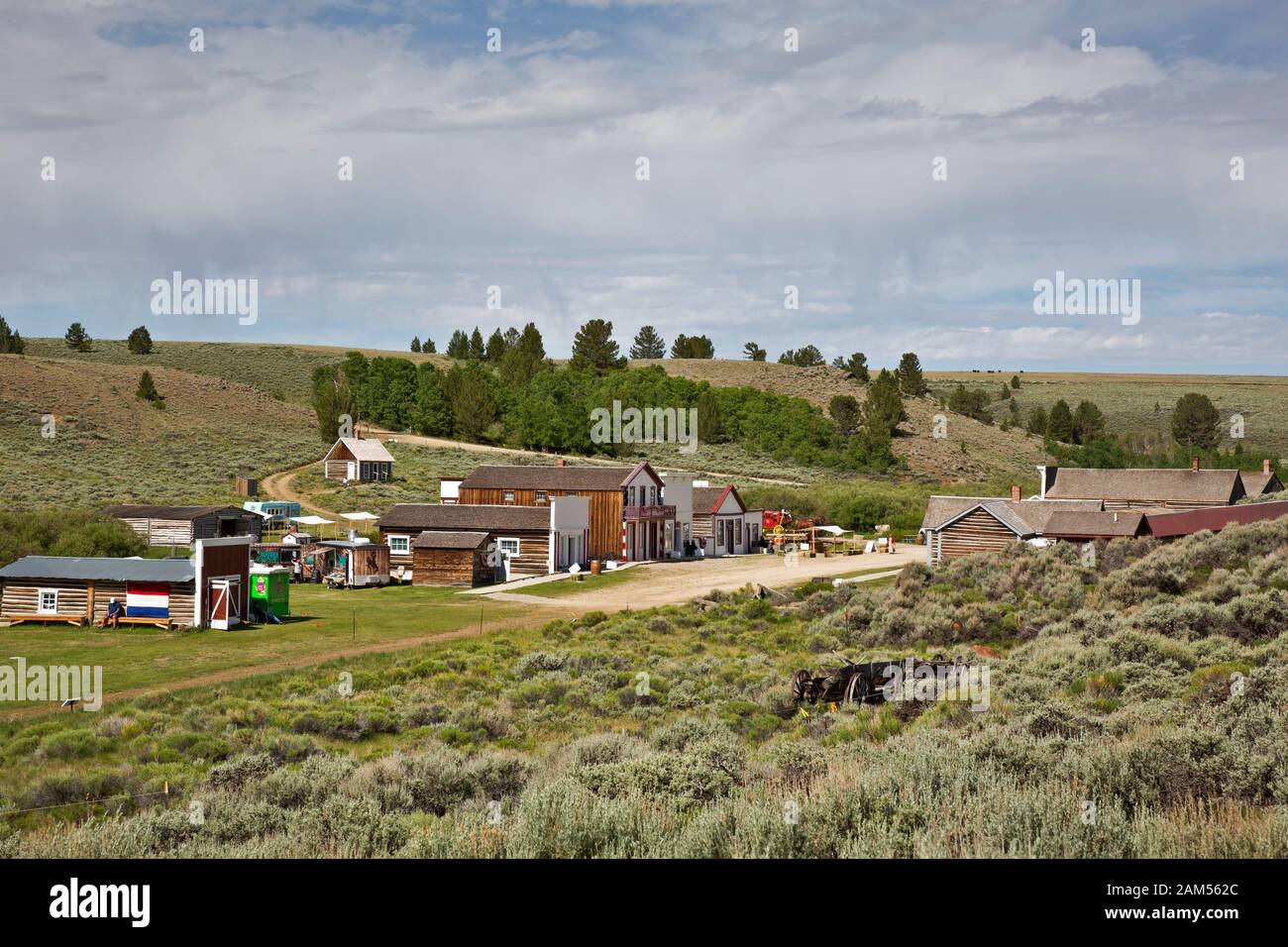 WY03943-00...WYOMING - South Pass City la préparation pour le deuxième jour de leur assemblée annuelle très populaire l'or du Klondike Days Celebration. Banque D'Images