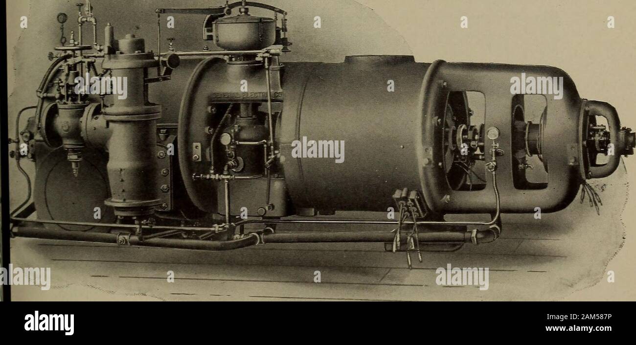 Les turbines à vapeur ; un traité théorique et pratique pour les ingénieurs et les étudiants, y compris une discussion de la turbine à gaz . FlG. 125a. Dernière Construction de roues de lame de Curtis deux étages des turbines. La plus récente amélioration dans les engrenages de la soupape sur Curtis tur-bines est indiqué sur l'éolienne illustré en Fig. 125b. L'. Fig. 125b. Curtis horizontal avec turbine à vapeur la soupape de vapeur la plus récente. 242 Le régulateur centrifuge à turbine à vapeur est placé à l'extrémité supérieure d'un trait vertical neufentre la turbine et l'alternateur, qui est entraîné par wormgearing à partir de l'arbre principal de la turbine. Le mot Banque D'Images