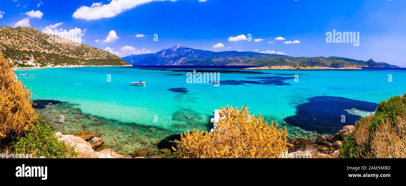 Paysage impressionnant de l'île de Samos.Grèce. Banque D'Images