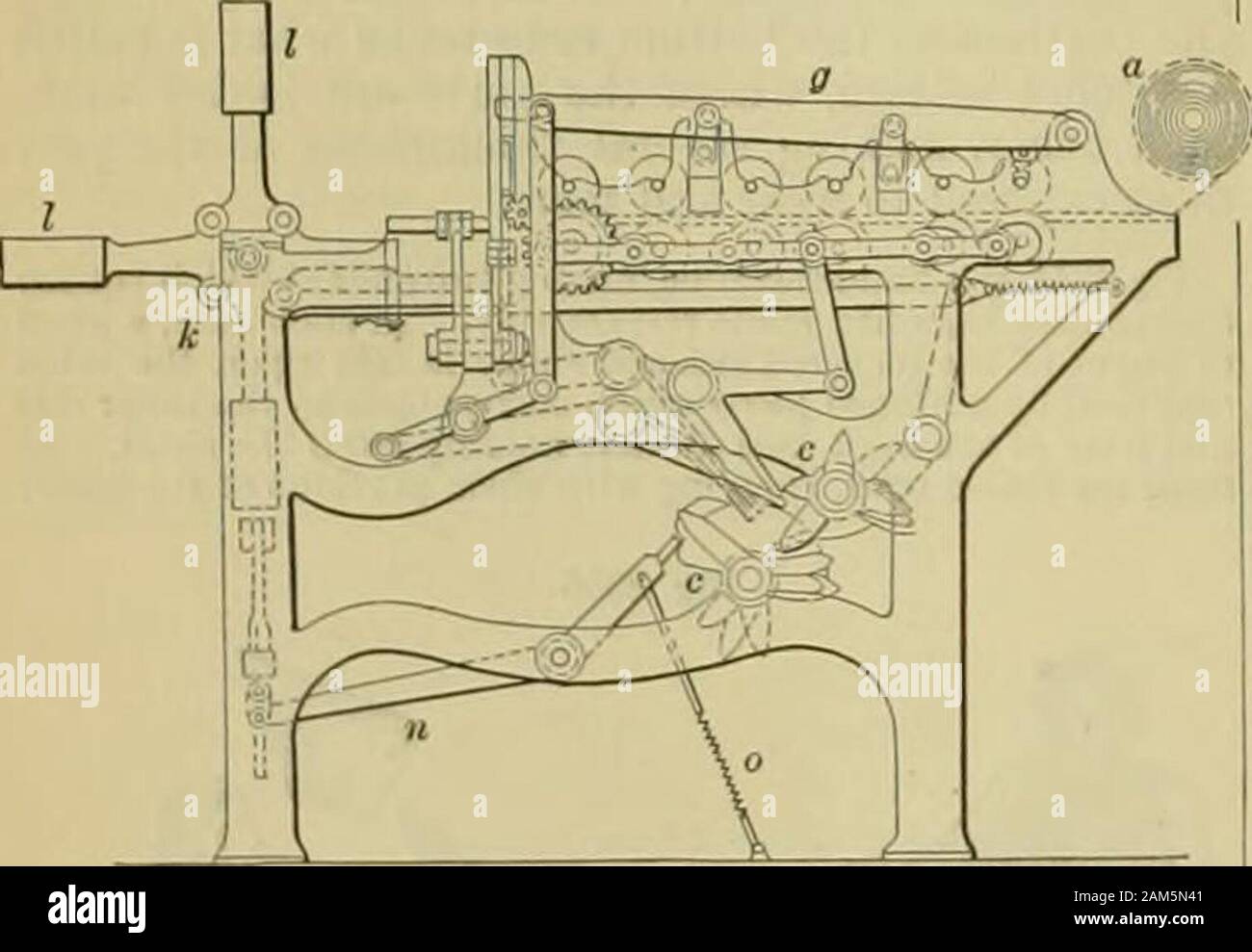 Knight's American dictionnaire mécanique : une description des outils, instruments, machines, procédés et d'ingénierie, de l'histoire des inventions, vocabulaire technologique général ; et recueil des appareils mécaniques dans les sciences et les arts . publié par ces colliers,il est saisi par une seconde paire, qui passent au-dessus de la première, drawingit avant par une main-sur-mouvement de la main, et il s'issing p.-tween les deux pales d'un collier à l'arrêt, qui est titulaire d'itwhile il est coupé par un couteau. Il subjectedto é. est l'action d'un creux en forme de coin contenant la pâte. Lavis de bord de ce creux a Banque D'Images