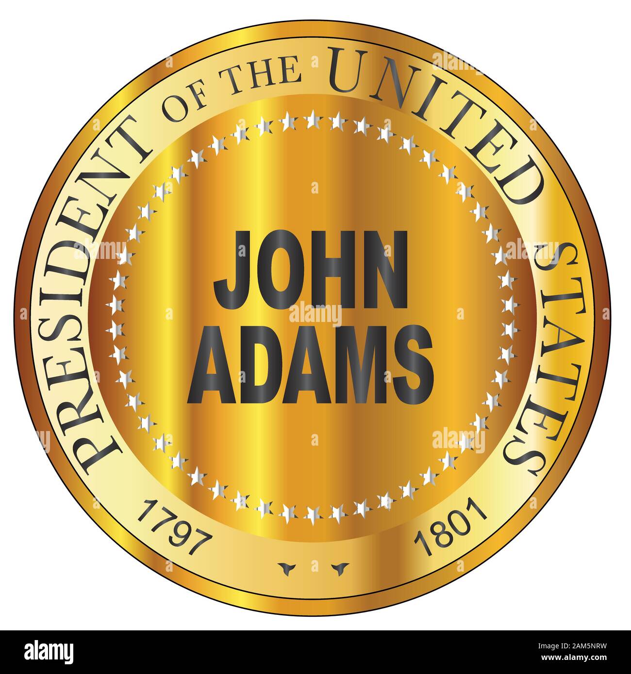 John Adams, président des États-Unis d'Amérique timbres ronds Illustration de Vecteur