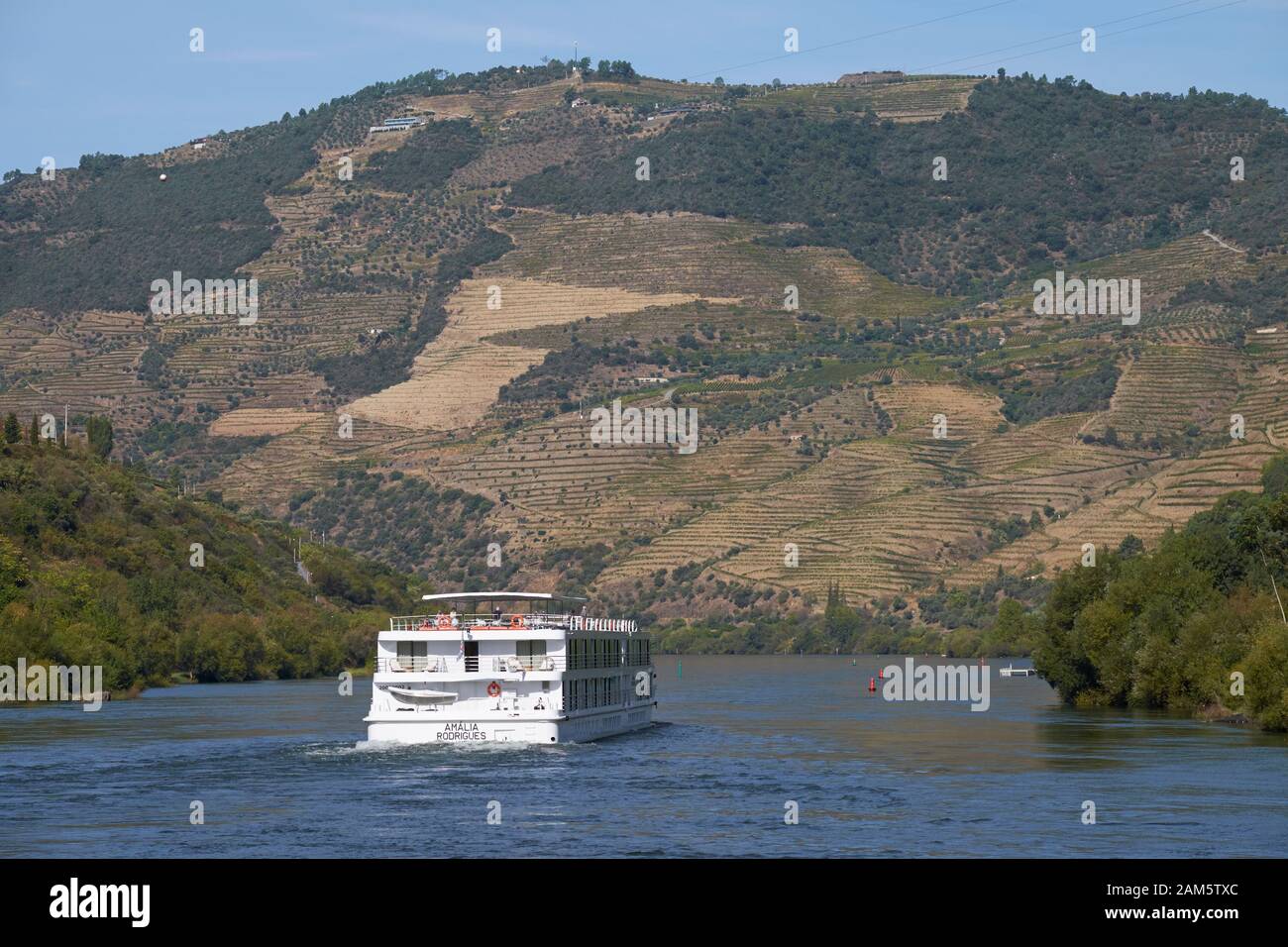 Le bateau de croisière "Amalia Rodrigues" sur le fleuve Douro, Portugal. Banque D'Images