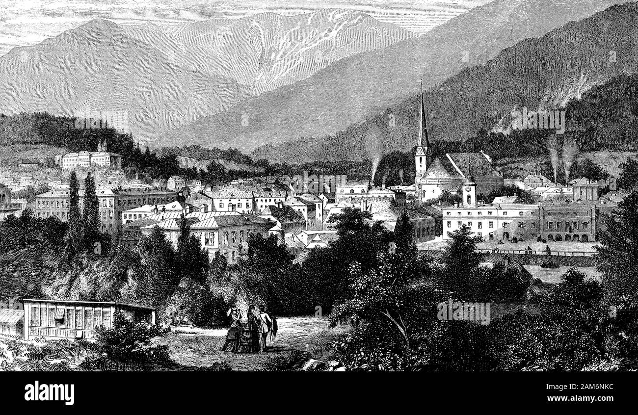 Bad Ischl spa resort à la mode dans la région de Salzkammergut en Autriche sur la rivière Traun et résidence d'été de la famille impériale depuis le 19e siècle Banque D'Images