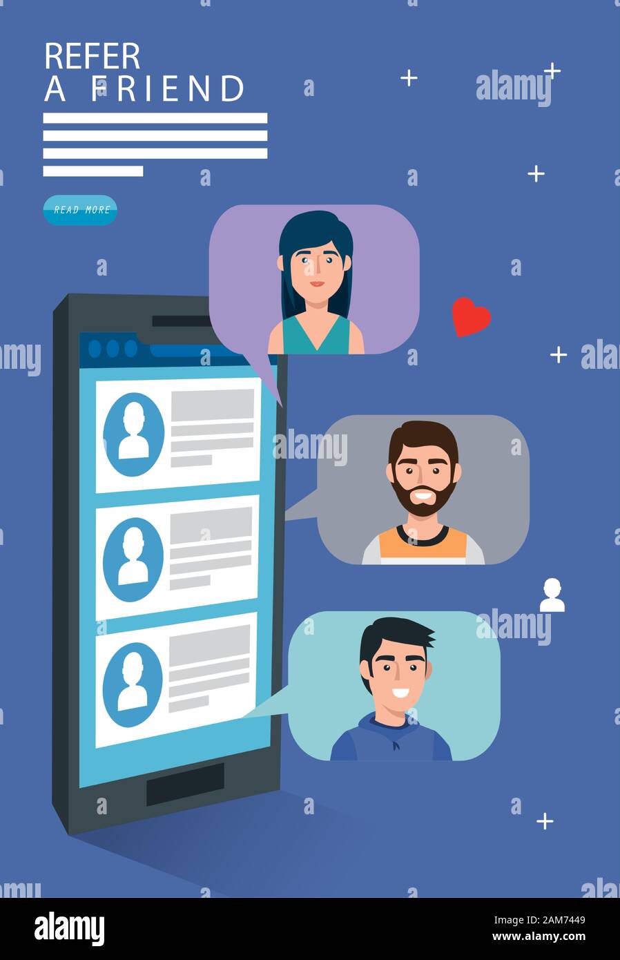 demandez à un ami et à un smartphone de discuter Illustration de Vecteur