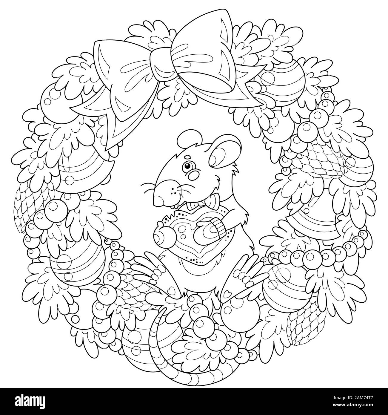 Avec un coeur de rat coloring Illustration de Vecteur