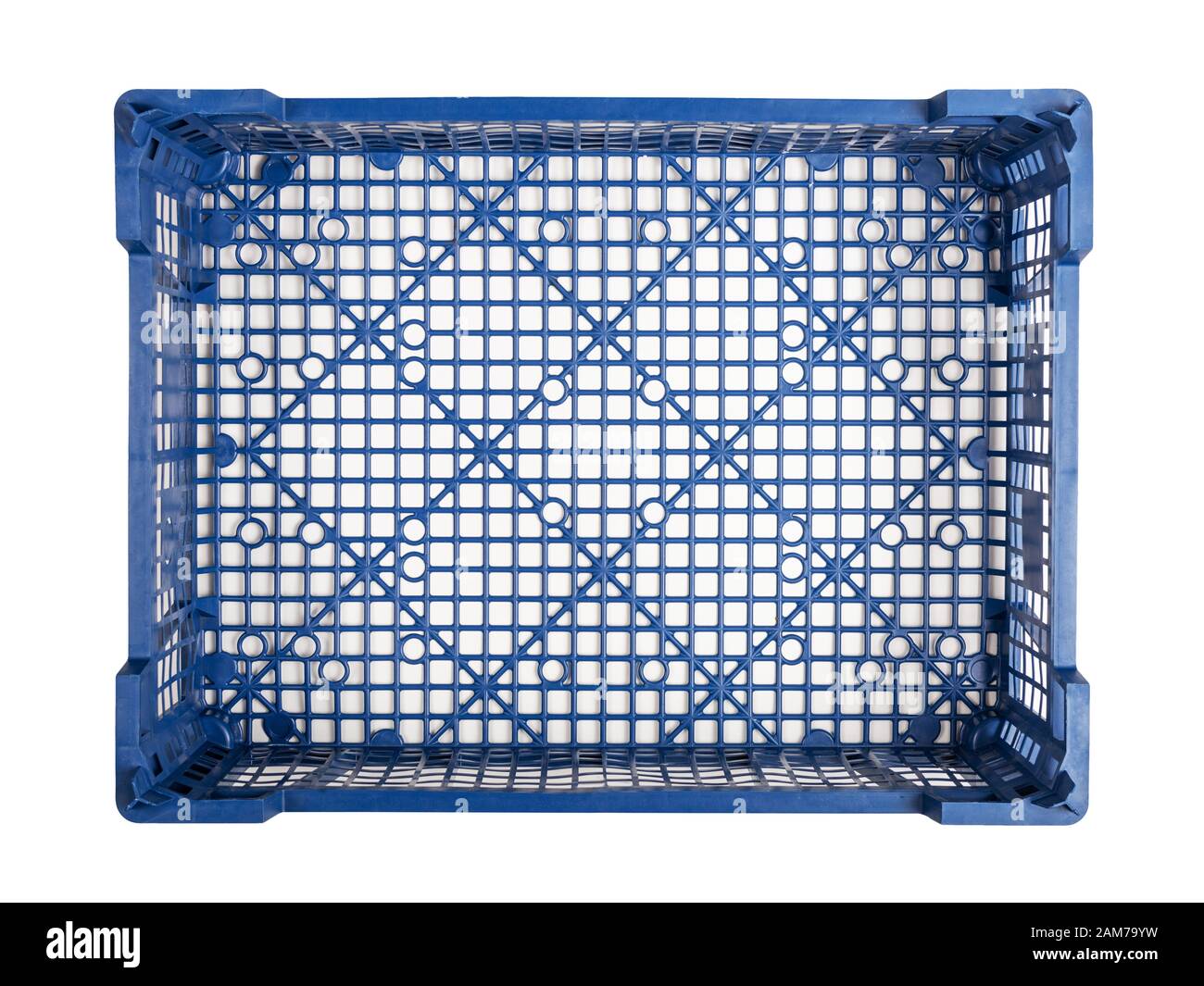 Caisse en plastique bleu vide isolée sur fond blanc Photo Stock - Alamy