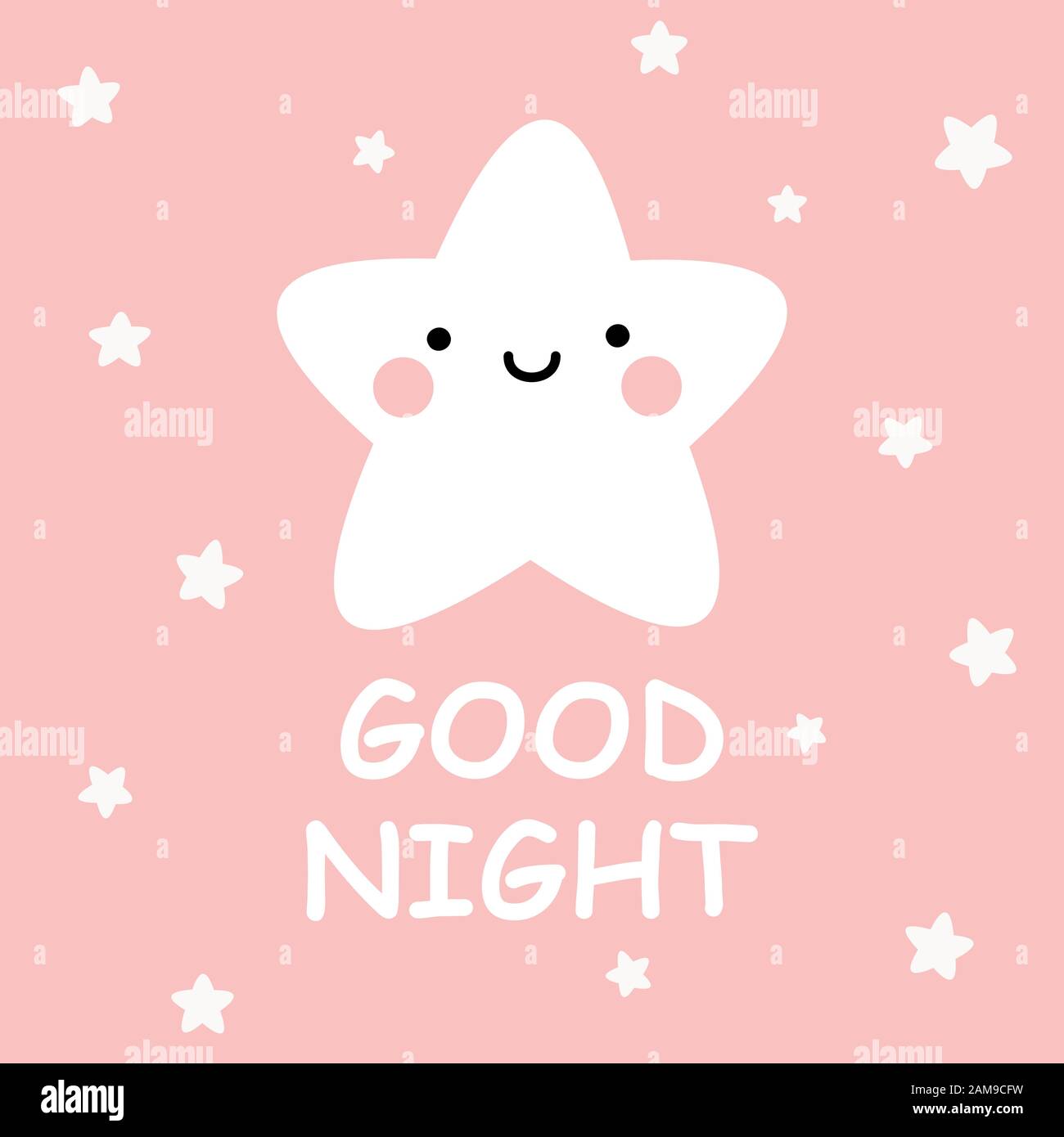 Jolie Carte De Bonne Nuit Vectorielle Avec Des Etoiles De Dessin Anime Sur Fond Rose Image Vectorielle Stock Alamy