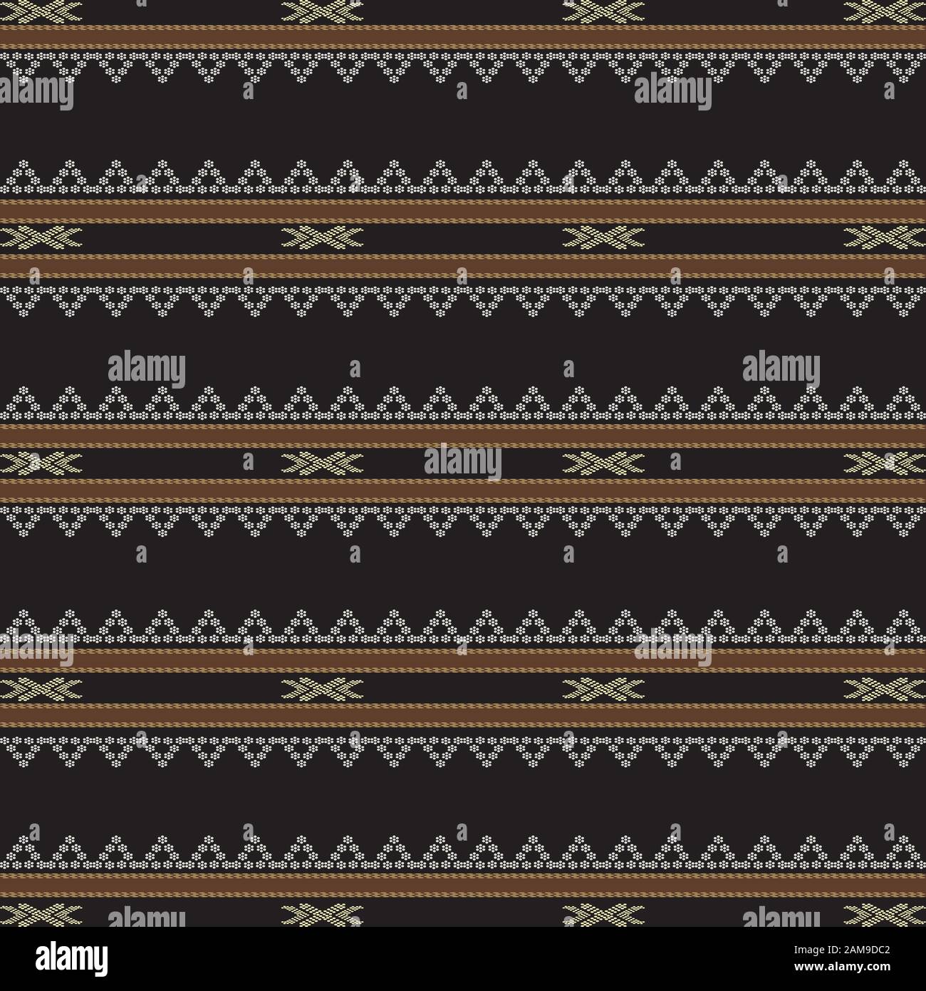 Magnifique motif en tissu Batak Ulos avec motif horizontal. Tissu traditionnel à motif sans couture. Illustration de Vecteur