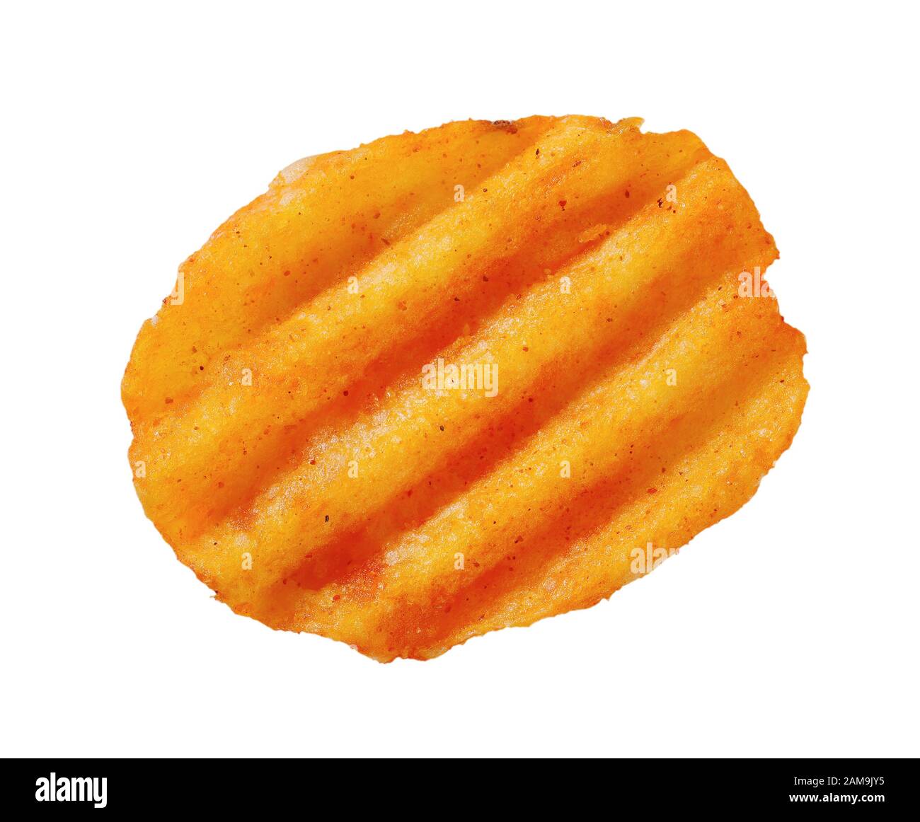 Fried potato chip sur fond blanc Banque D'Images