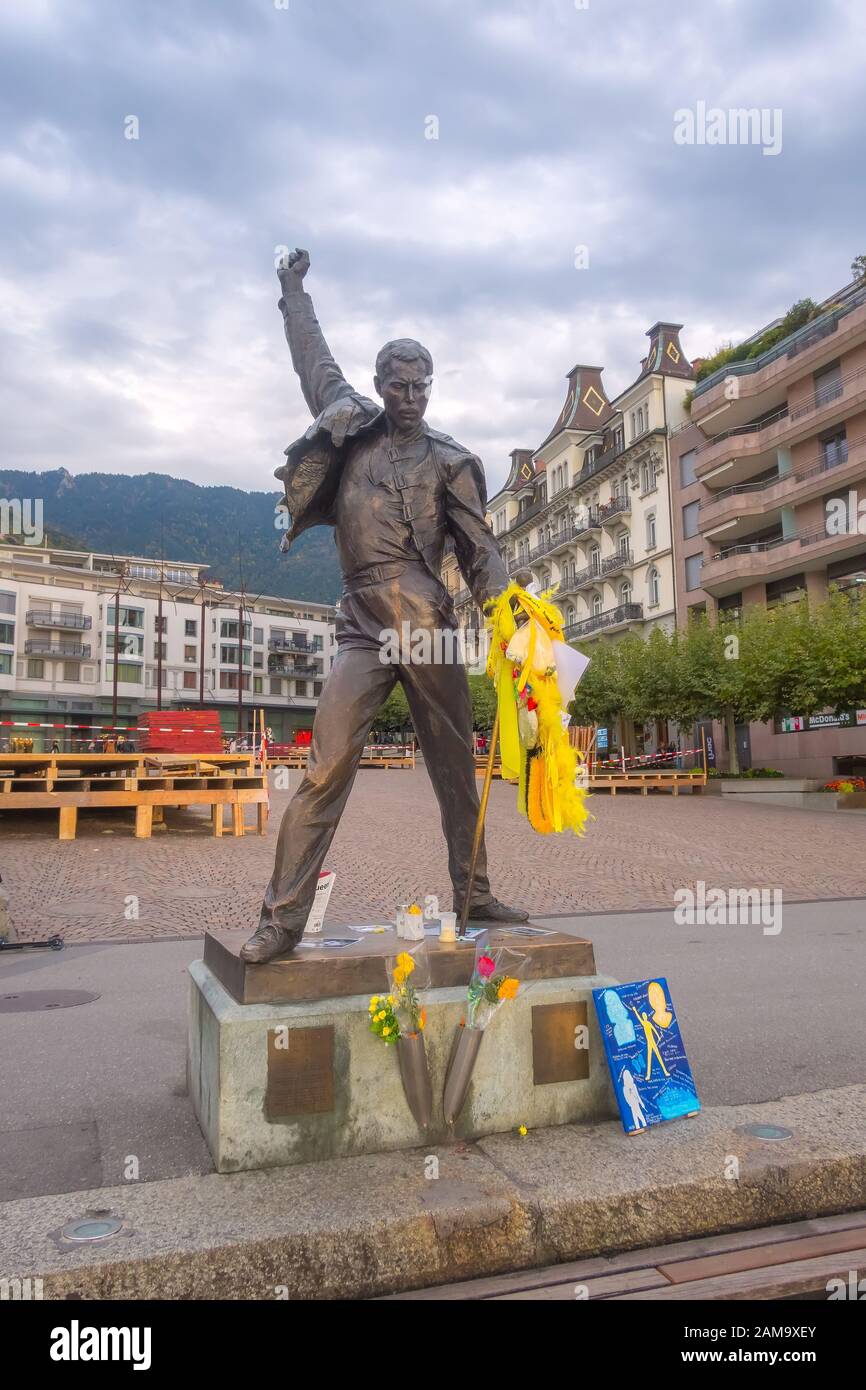 Montreux, Suisse - 12 octobre 2019 : vue sur la statue de Freddy Mercury Banque D'Images