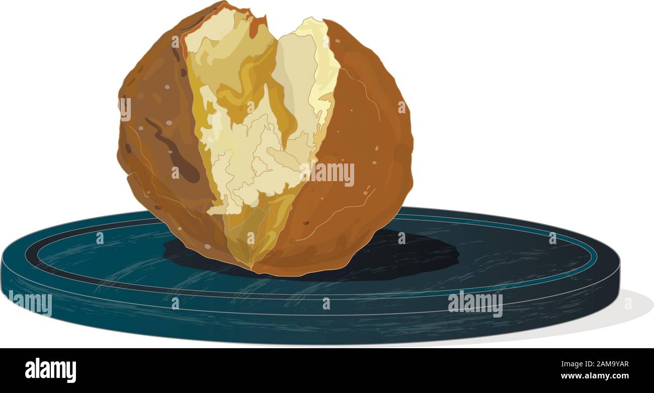 Illustration vectorielle BBQ pomme de terre, fond blanc isolé. Illustration de Vecteur