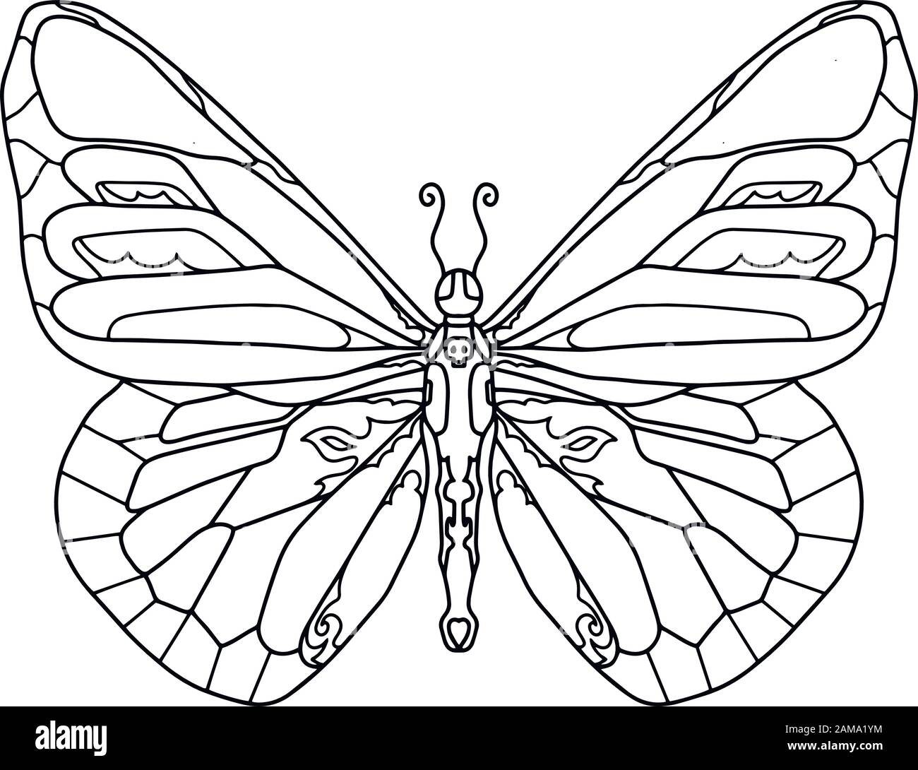Papillon dessiné à la main pour t-shirt ou tatouage. Livre de coloriage pour les enfants et les adultes. Illustration vectorielle Illustration de Vecteur