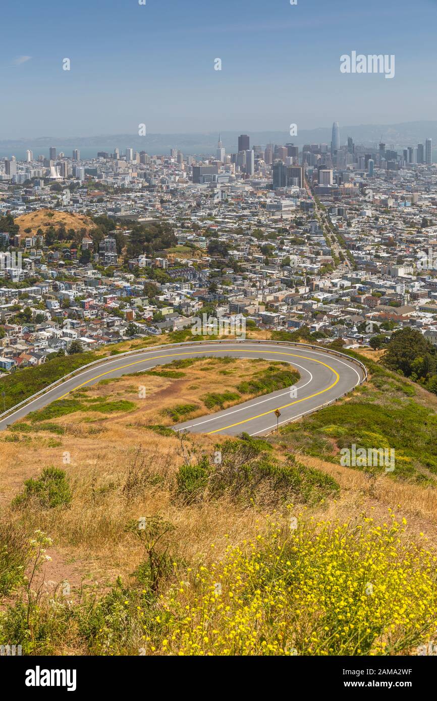 Vue sur la ville de San Francisco depuis Twin Peaks, San Francisco, Californie, États-Unis, Amérique du Nord Banque D'Images