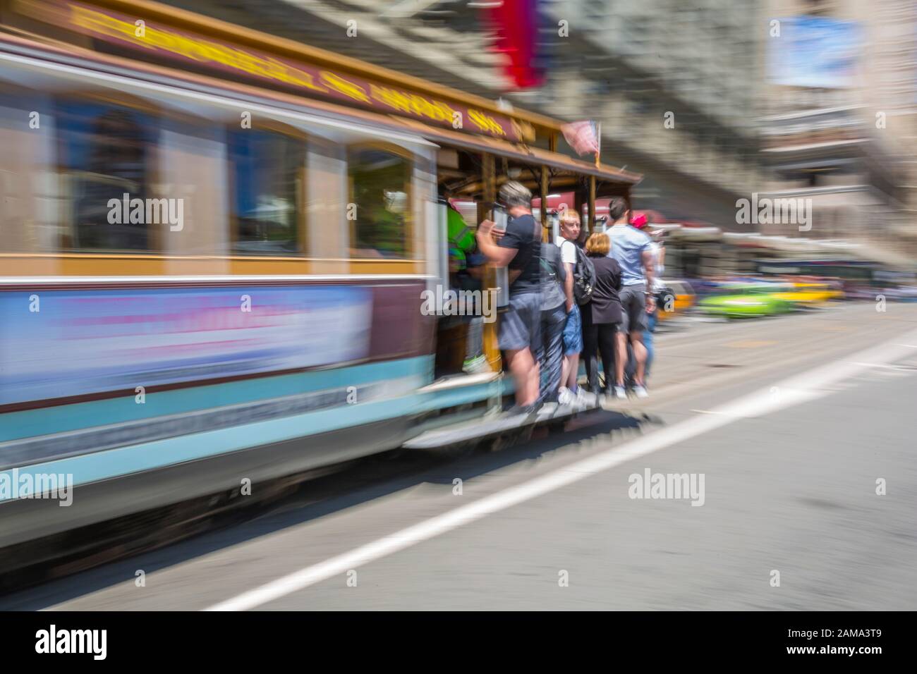 Déménagement rapide en place de l'Union, San Francisco, Californie, États-Unis d'Amérique, Amérique du Nord Banque D'Images
