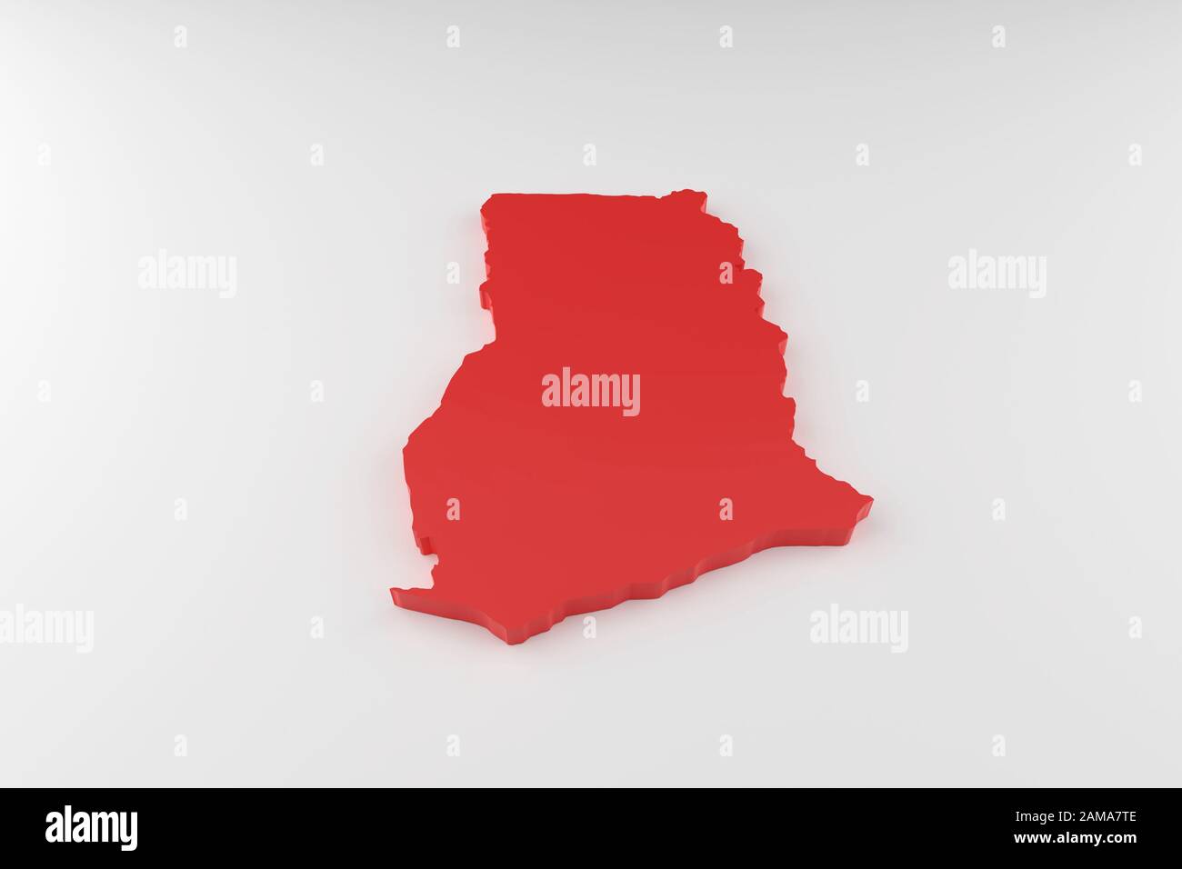 carte 3d du Ghana rose sur fond blanc Banque D'Images