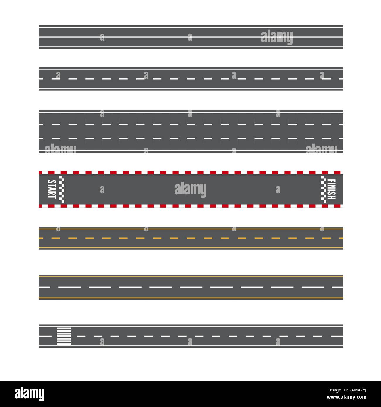 Ensemble de marquage routier Contexte Isolé. Vue d'en haut. La route droite Illustration de Vecteur