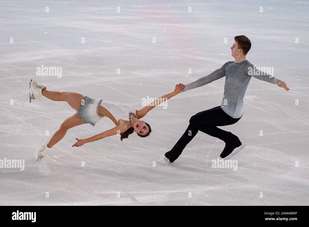 LAUSANNE, SUISSE. 12 janvier 2020. NESTEROVA Sofiia / DARENSKYI Artem (UKR) participer au patinage en couple - patinage gratuit lors des Jeux Olympiques de la Jeunesse de Lausanne 2020 à la patinoire de Lausanne le dimanche 12 janvier 2020. LAUSANNE, SUISSE. Crédit: Taka G Wu/Alay Live News Banque D'Images