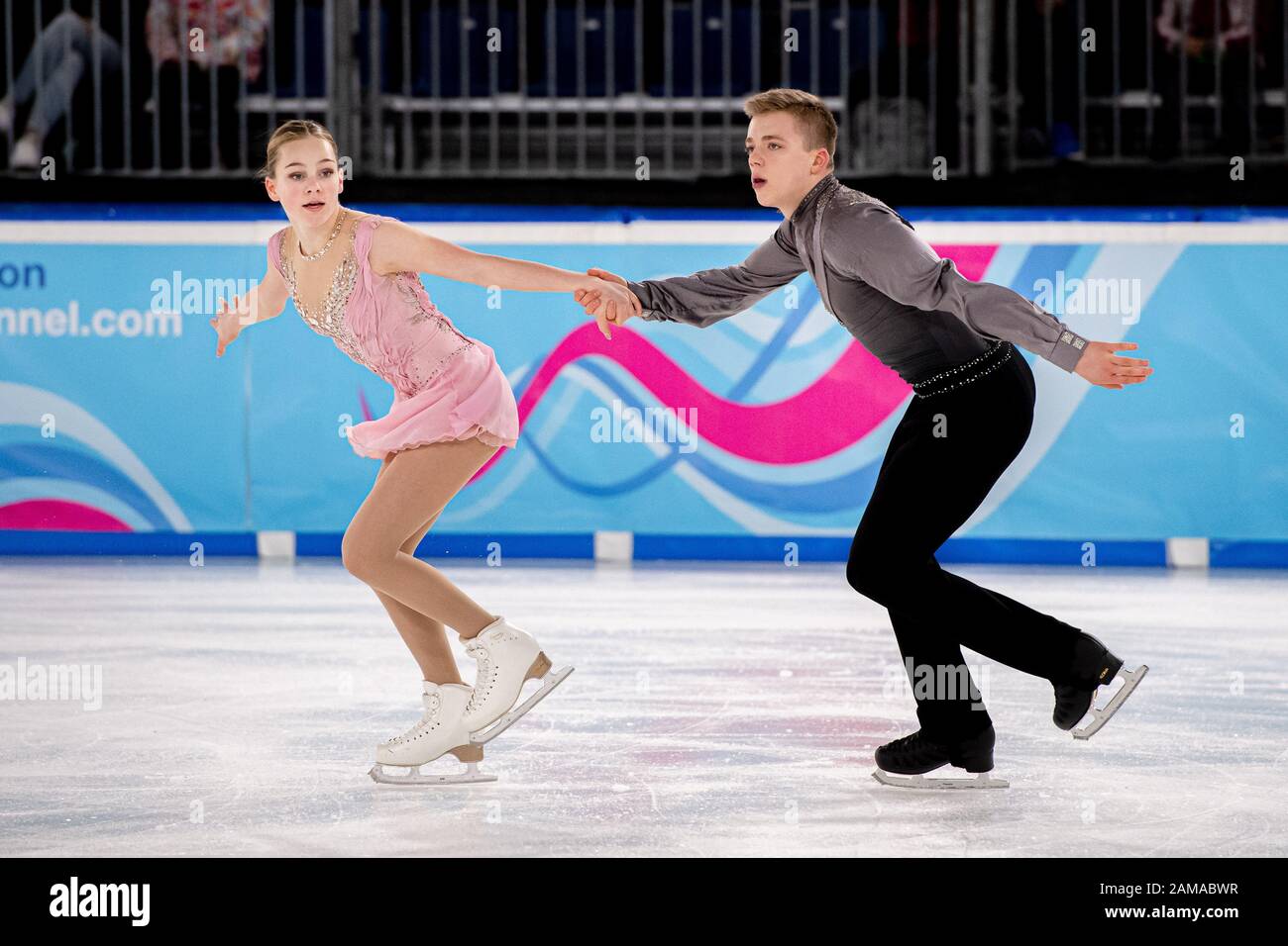 LAUSANNE, SUISSE. 12 janvier 2020. Fleming Cate / ISBELL Jedidah (États-Unis) affrontez en patinage en couple - patinage gratuit lors des Jeux Olympiques de la Jeunesse de Lausanne 2020 à l'aréna de patinage de Lausanne le dimanche 12 janvier 2020. LAUSANNE, SUISSE. Crédit: Taka G Wu/Alay Live News Banque D'Images