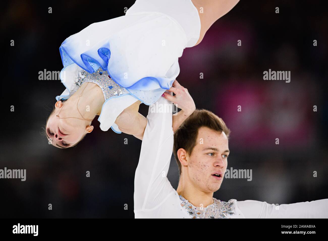 LAUSANNE, SUISSE. 12 janvier 2020. PANFILOVA Apollinariia / RYLOV Dmitry (RUS) participer au patinage en couple - Patinage gratuit lors des Jeux Olympiques de la Jeunesse de Lausanne 2020 à la patinoire de Lausanne le dimanche 12 janvier 2020. LAUSANNE, SUISSE. Crédit: Taka G Wu/Alay Live News Banque D'Images
